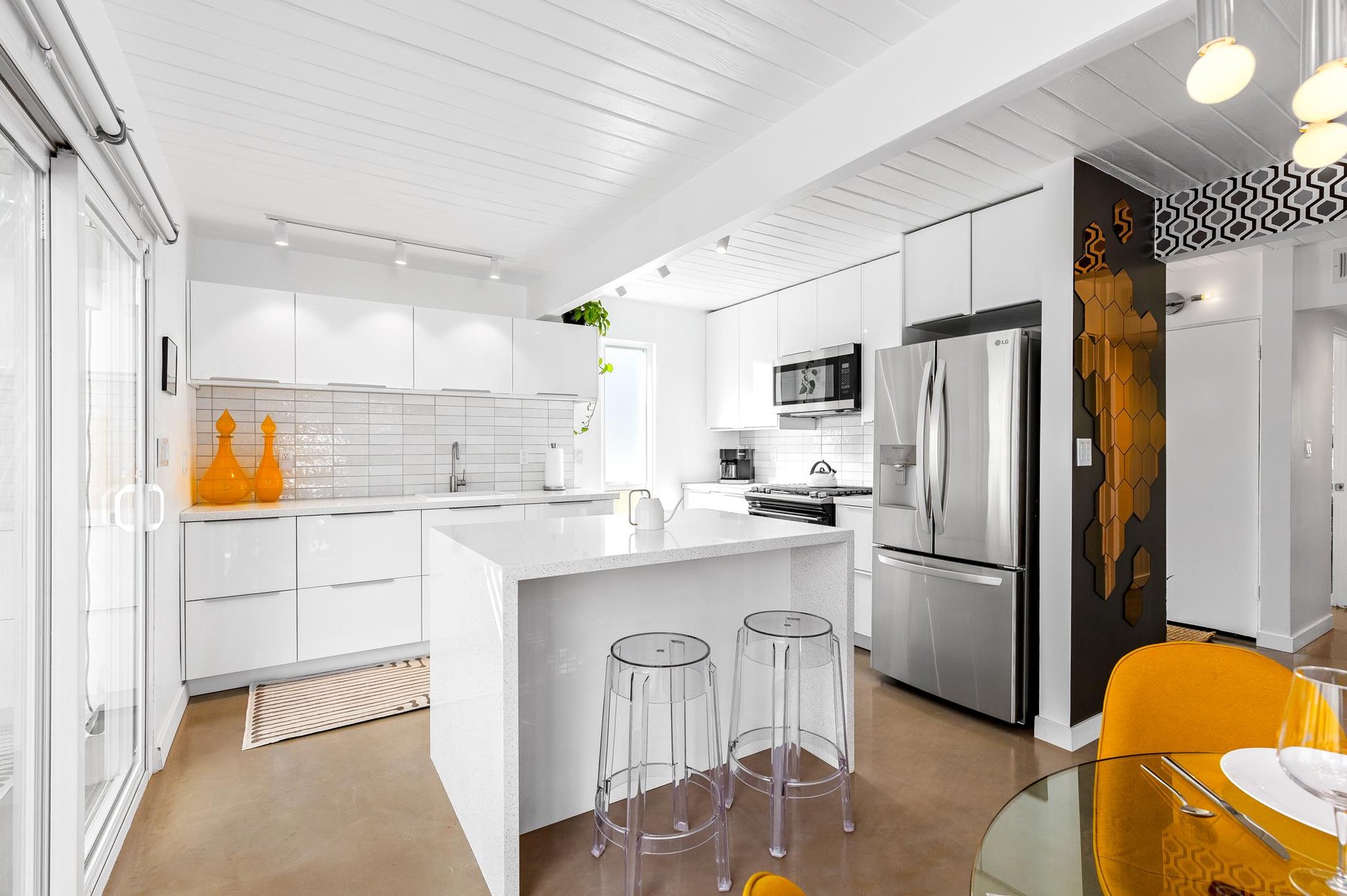 Beautifully designed kitchen with stainless steel appliances