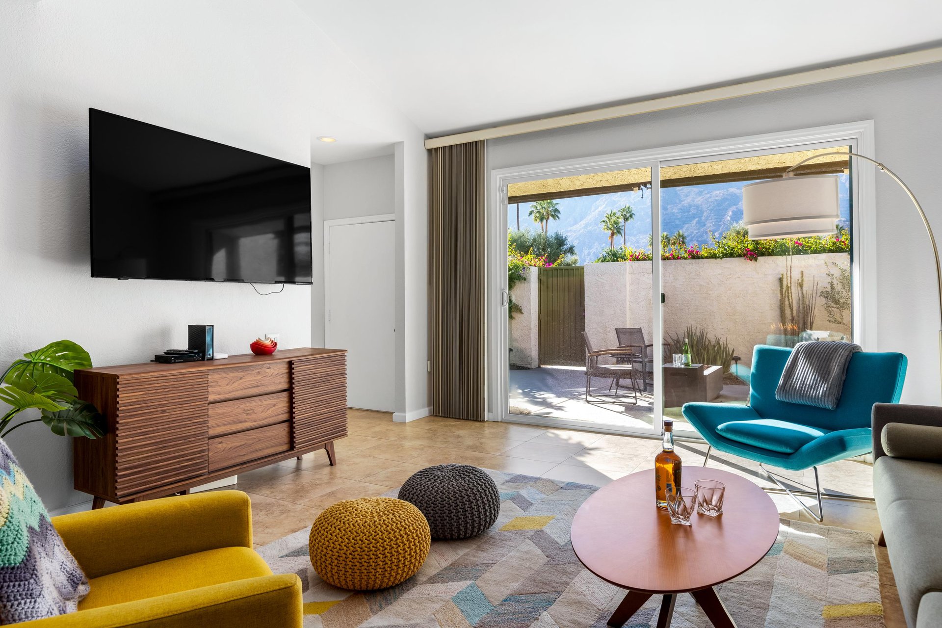 Views to the patio and the mountains