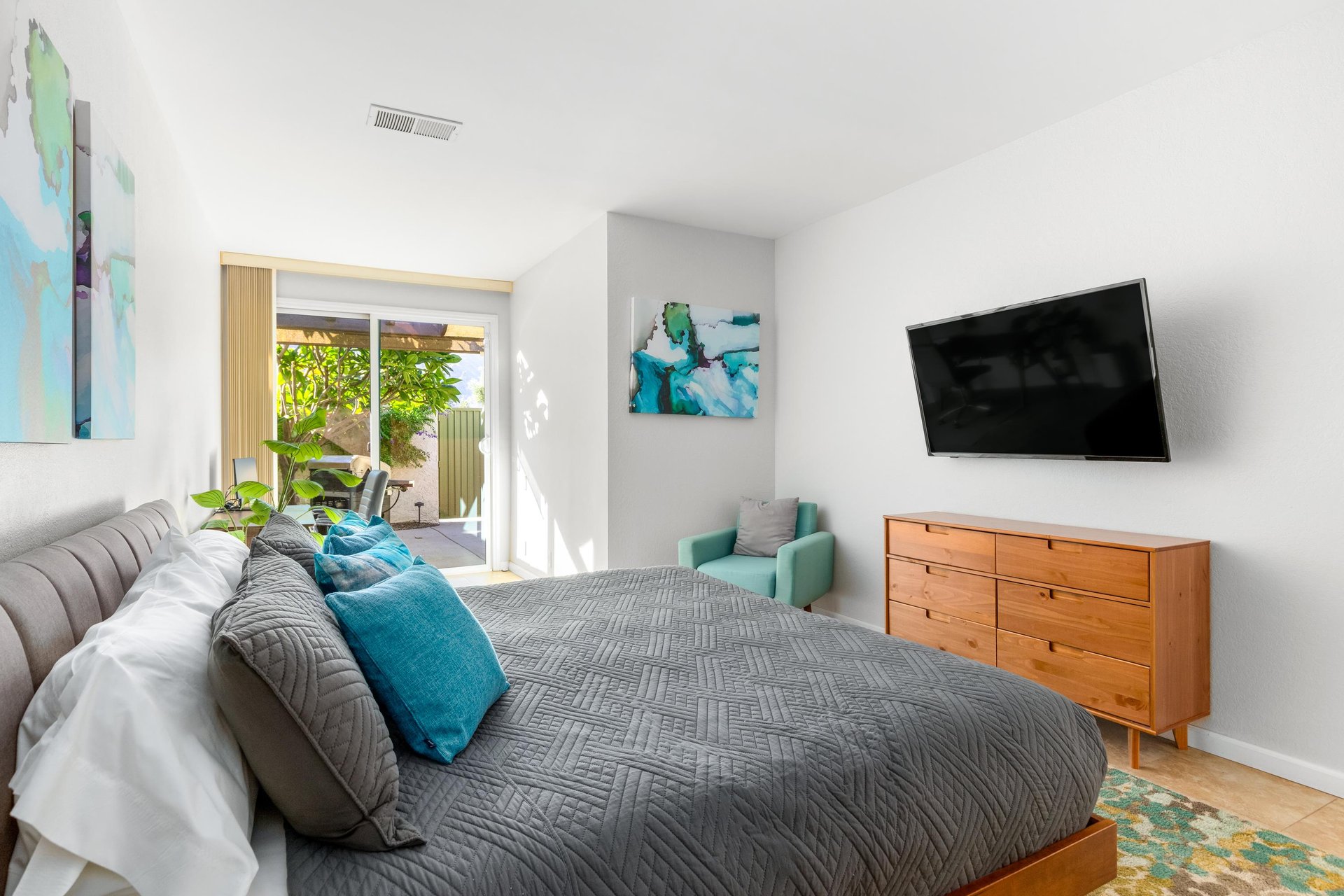 Primary bedroom with access to the patio