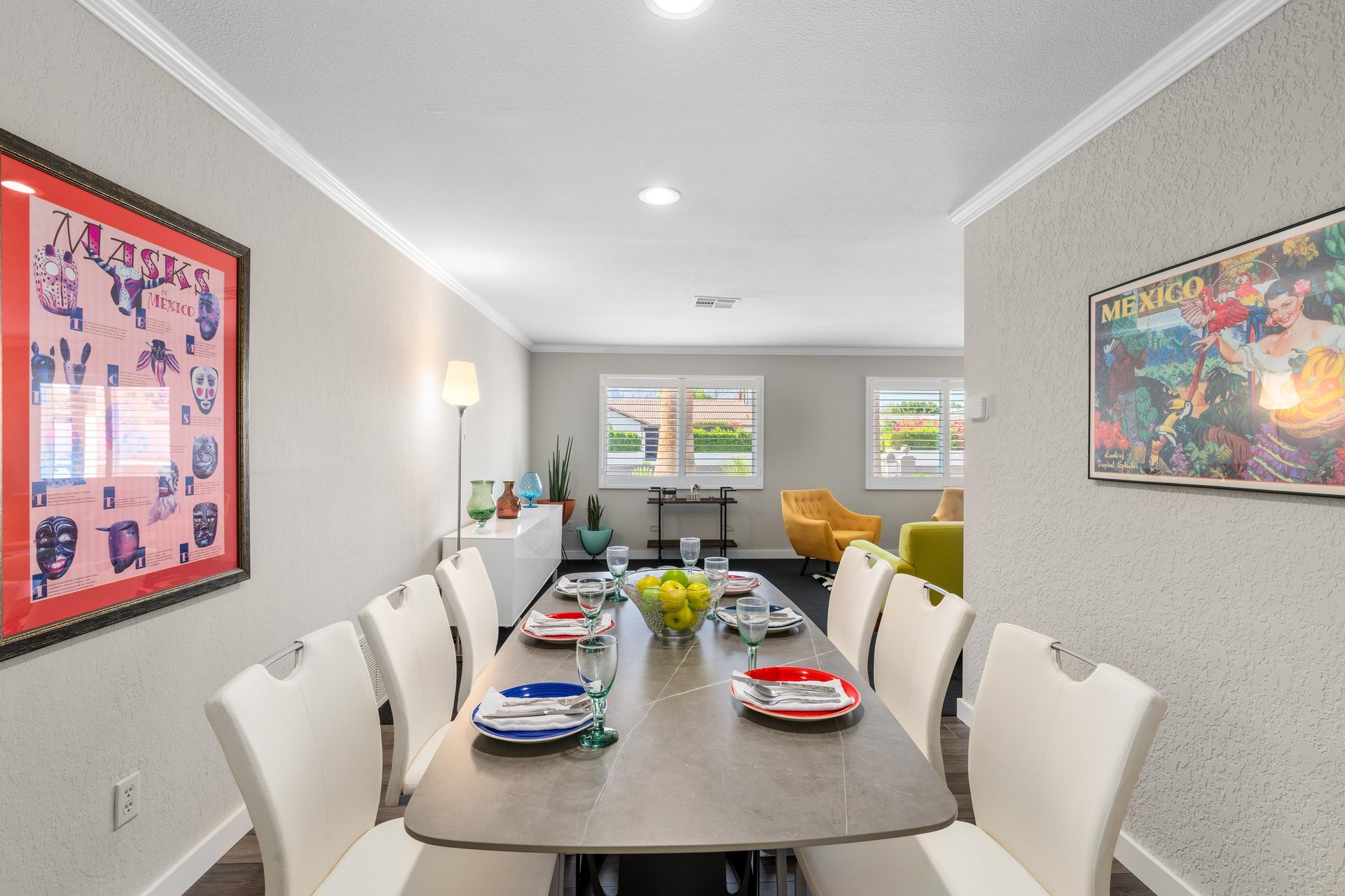 Midcentury modern dining area for 6