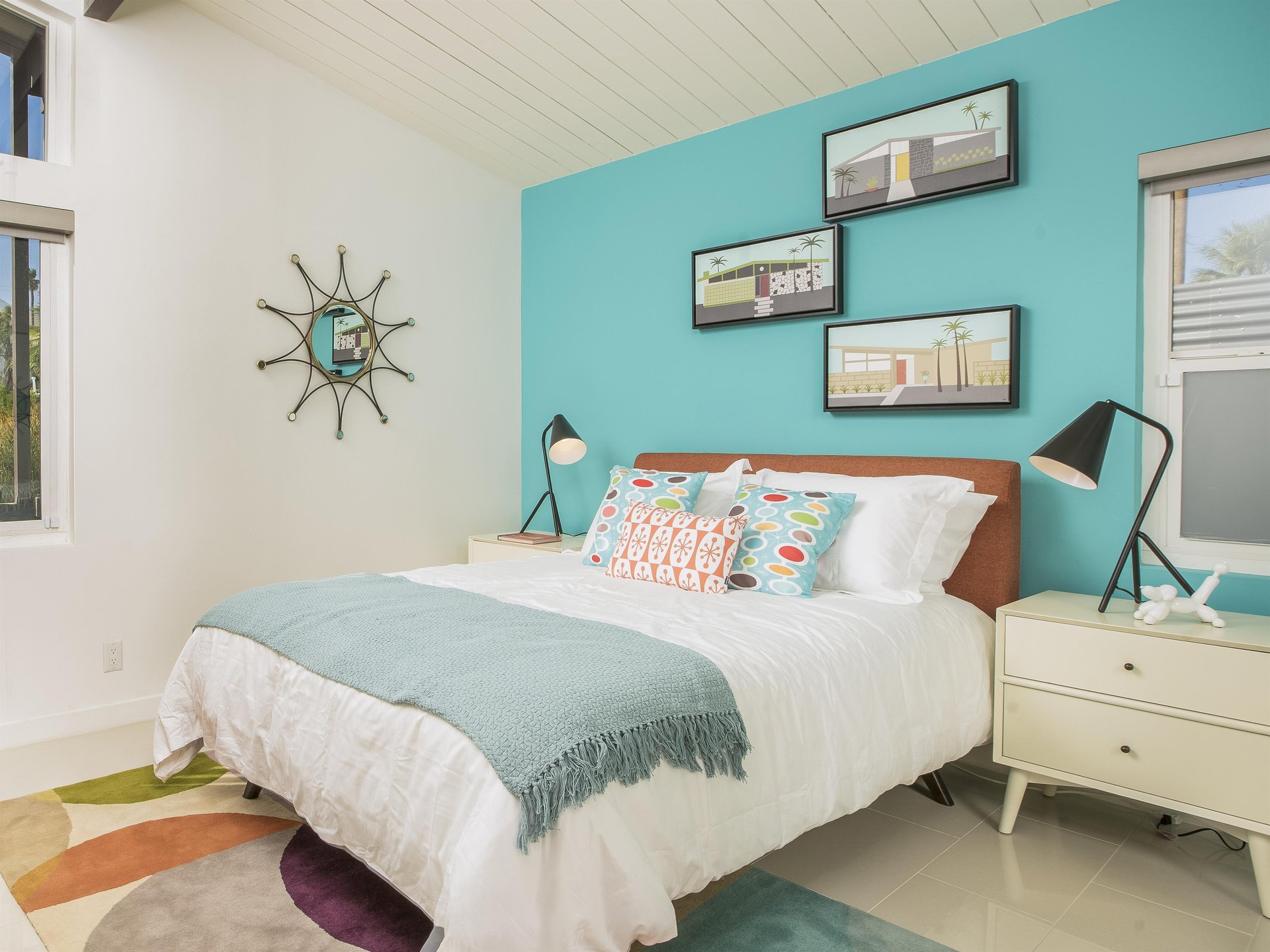 Wake up in the stylish bedroom