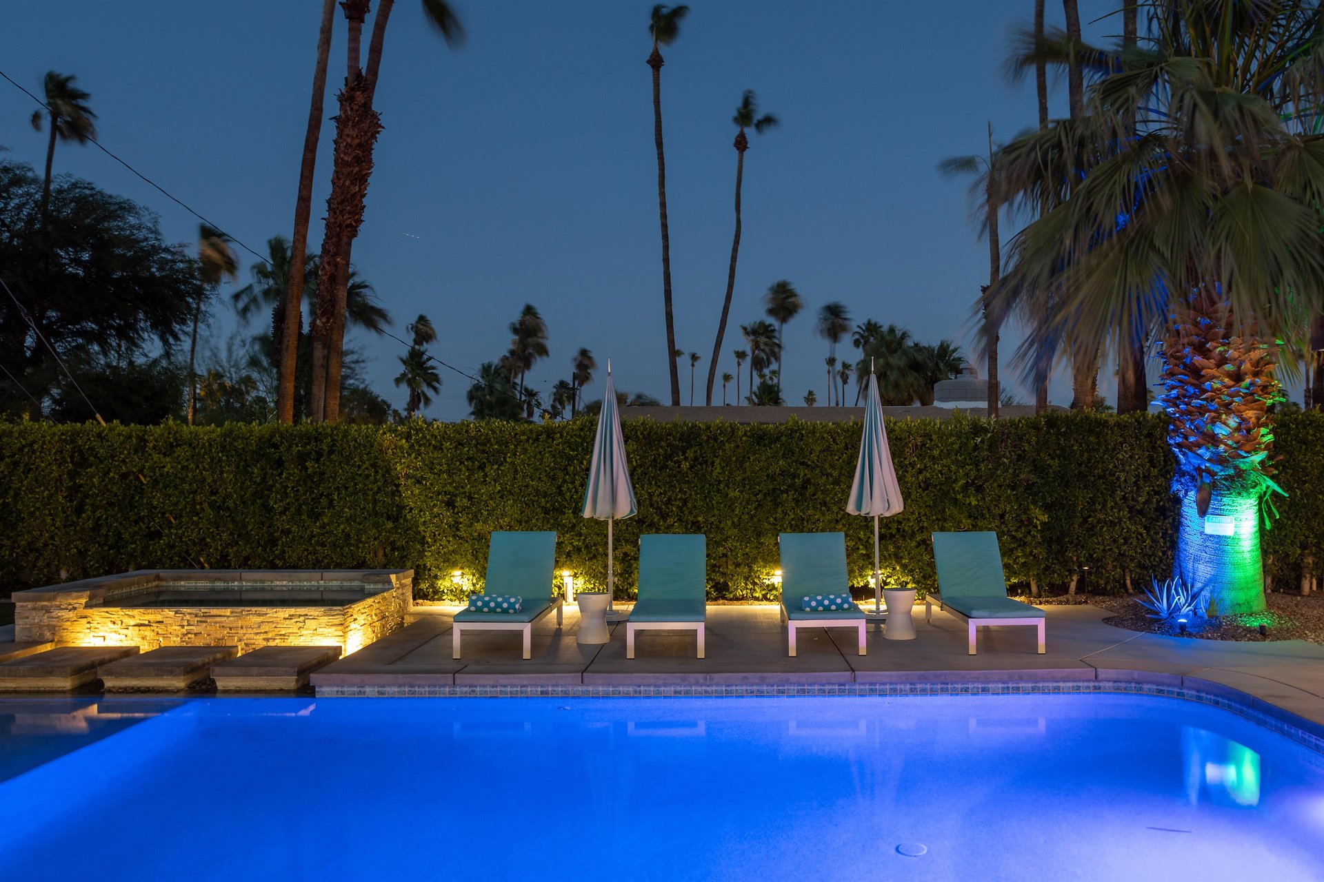 Dive into the pool at any time of the day or night