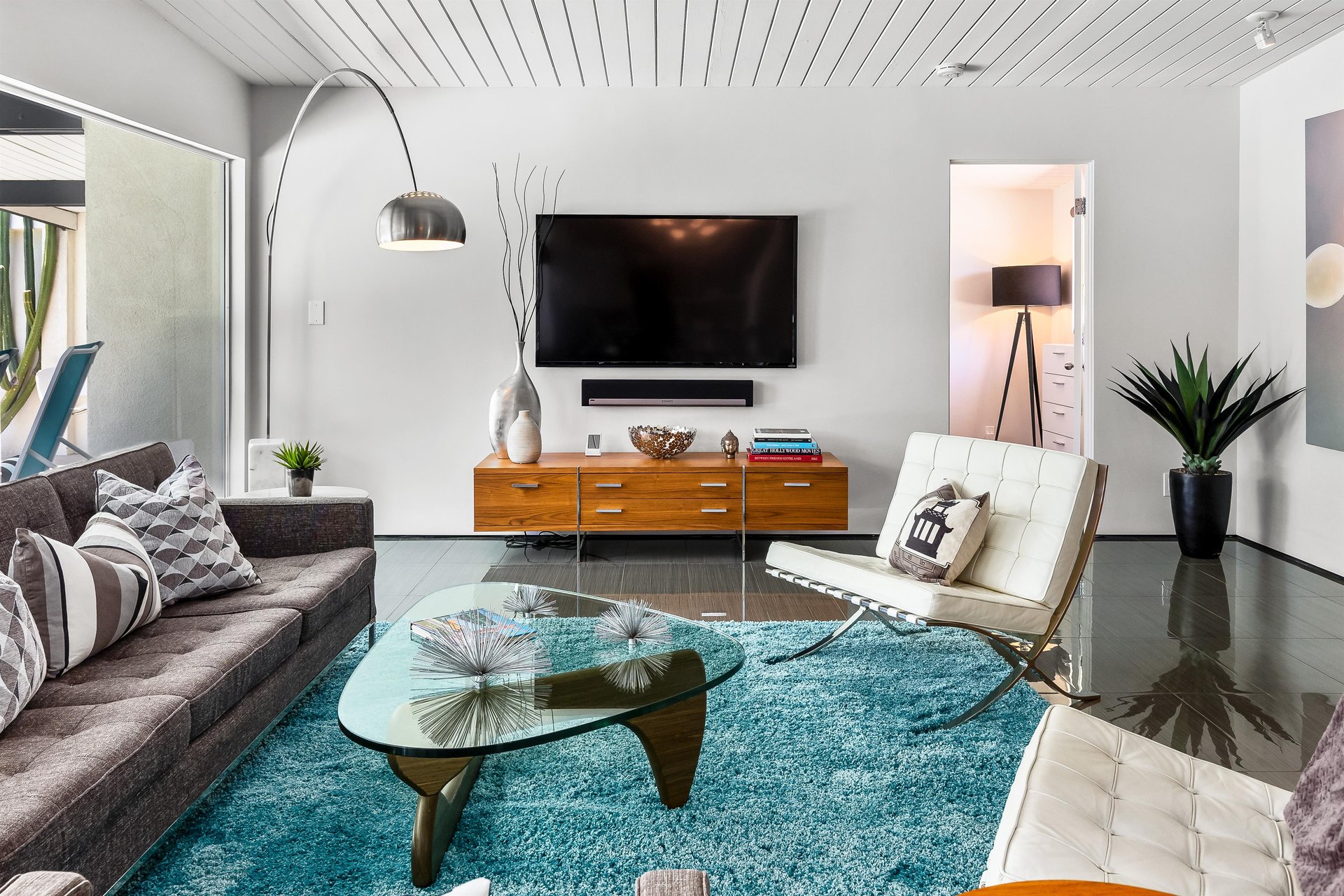 Enjoy movies on the 60in. living room TV