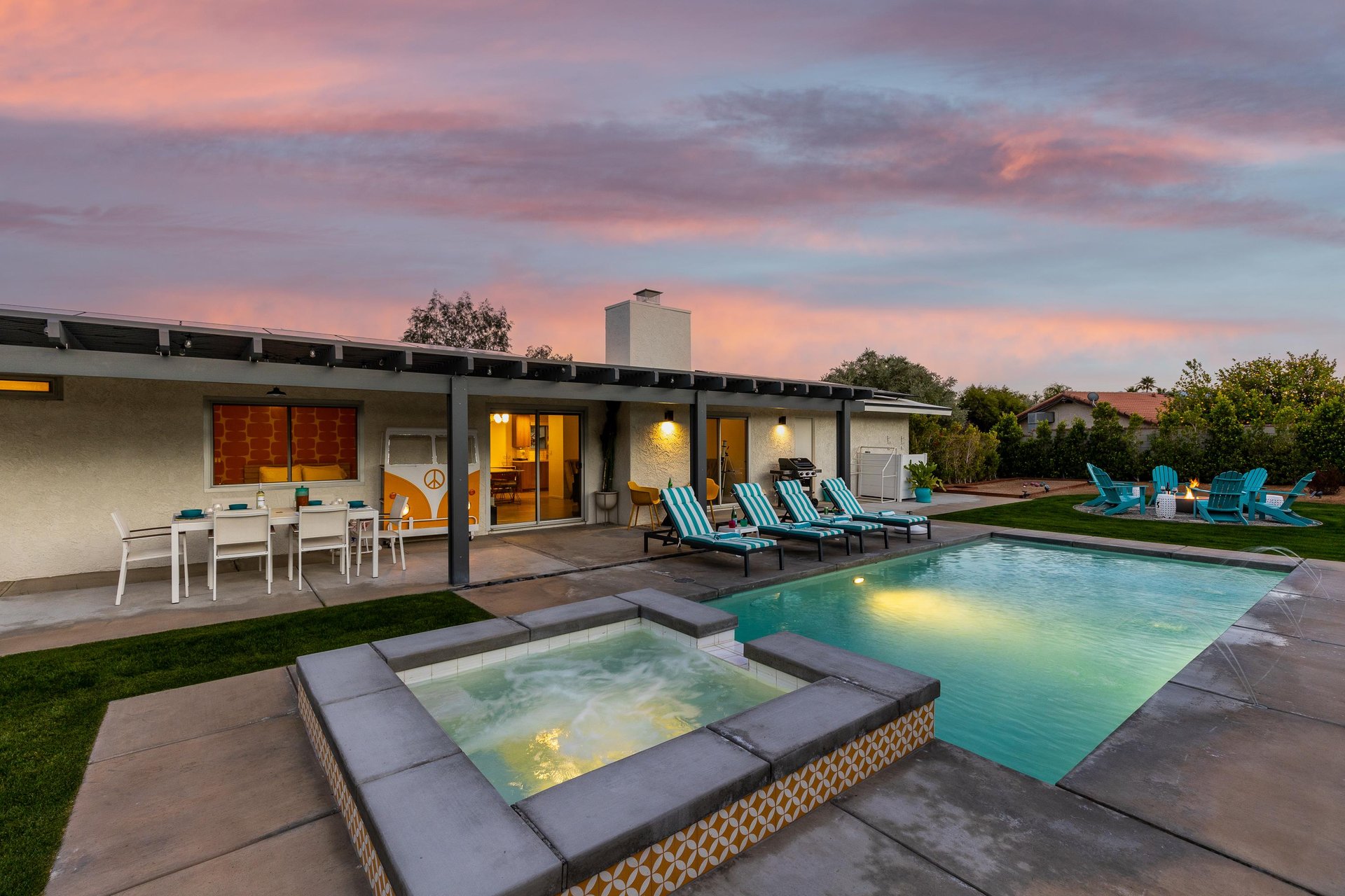 Watch the amazing sunsets from beside the pool