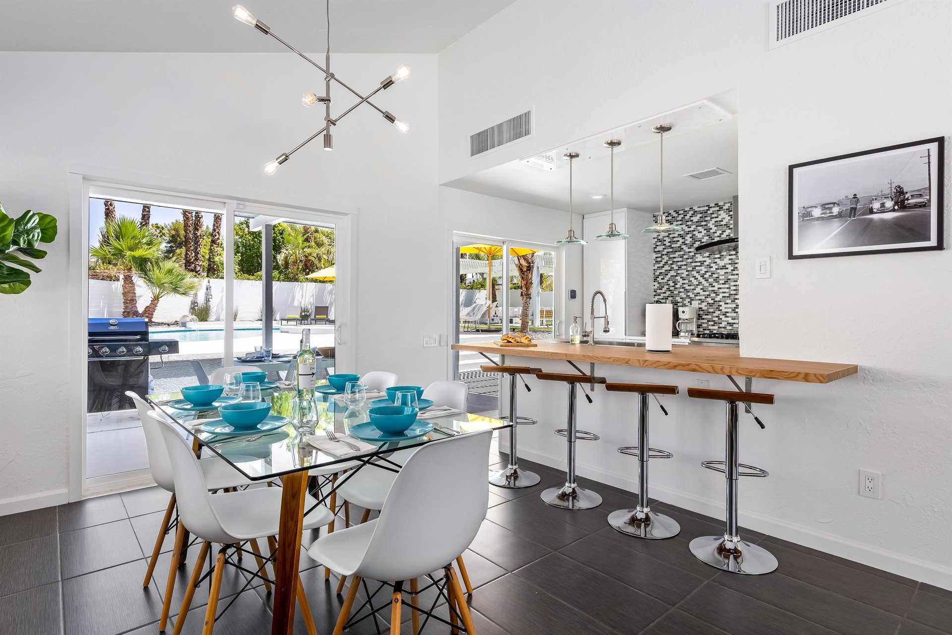 Dine at the table or the breakfast bar