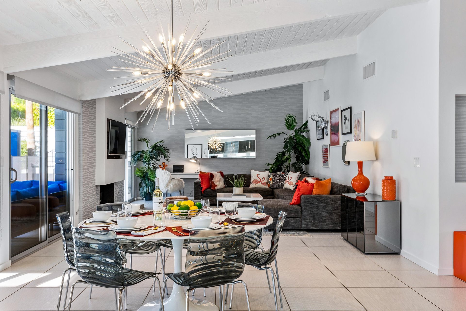 Circular dining table with room for six