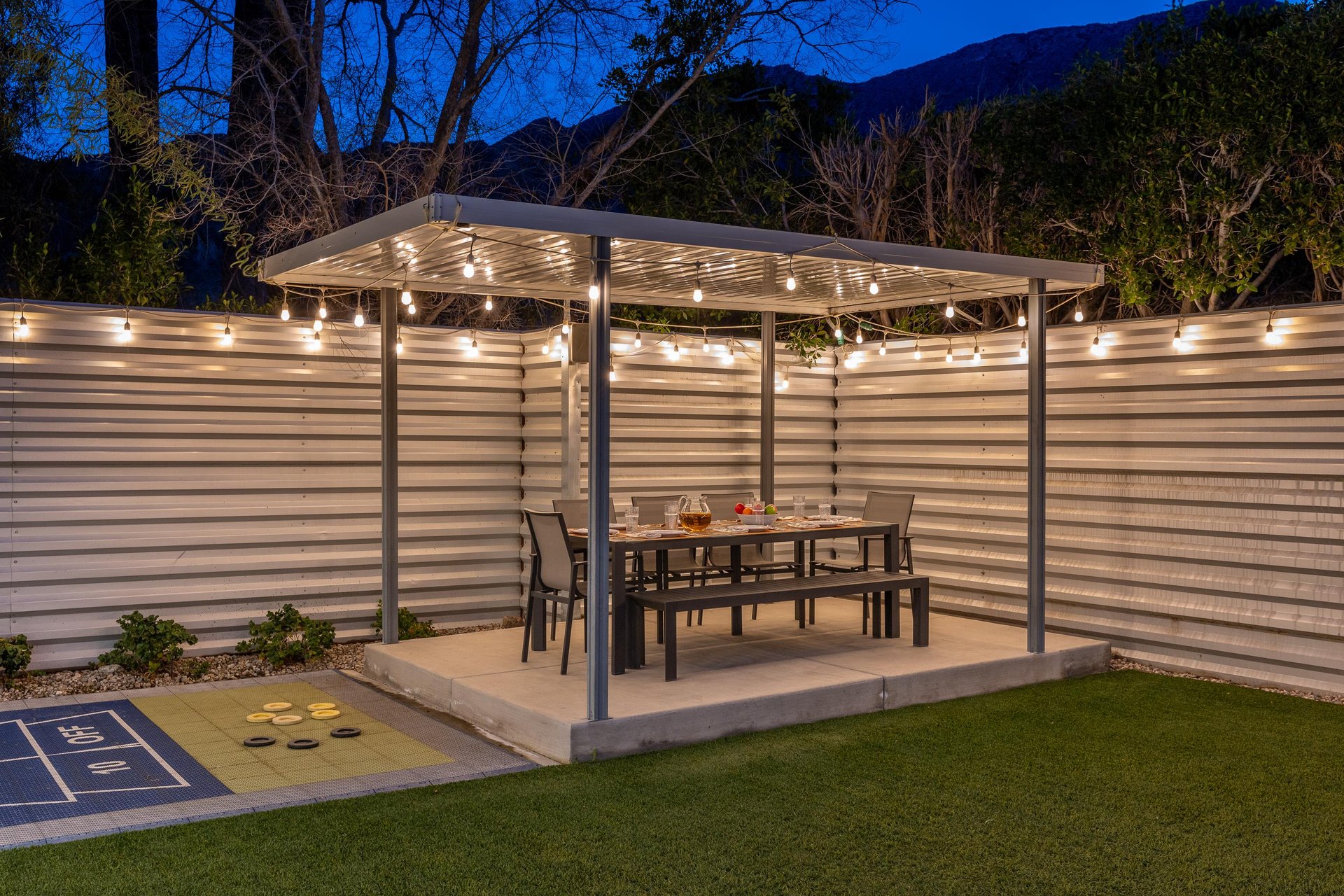 Dine under the soft glow of fairy lights