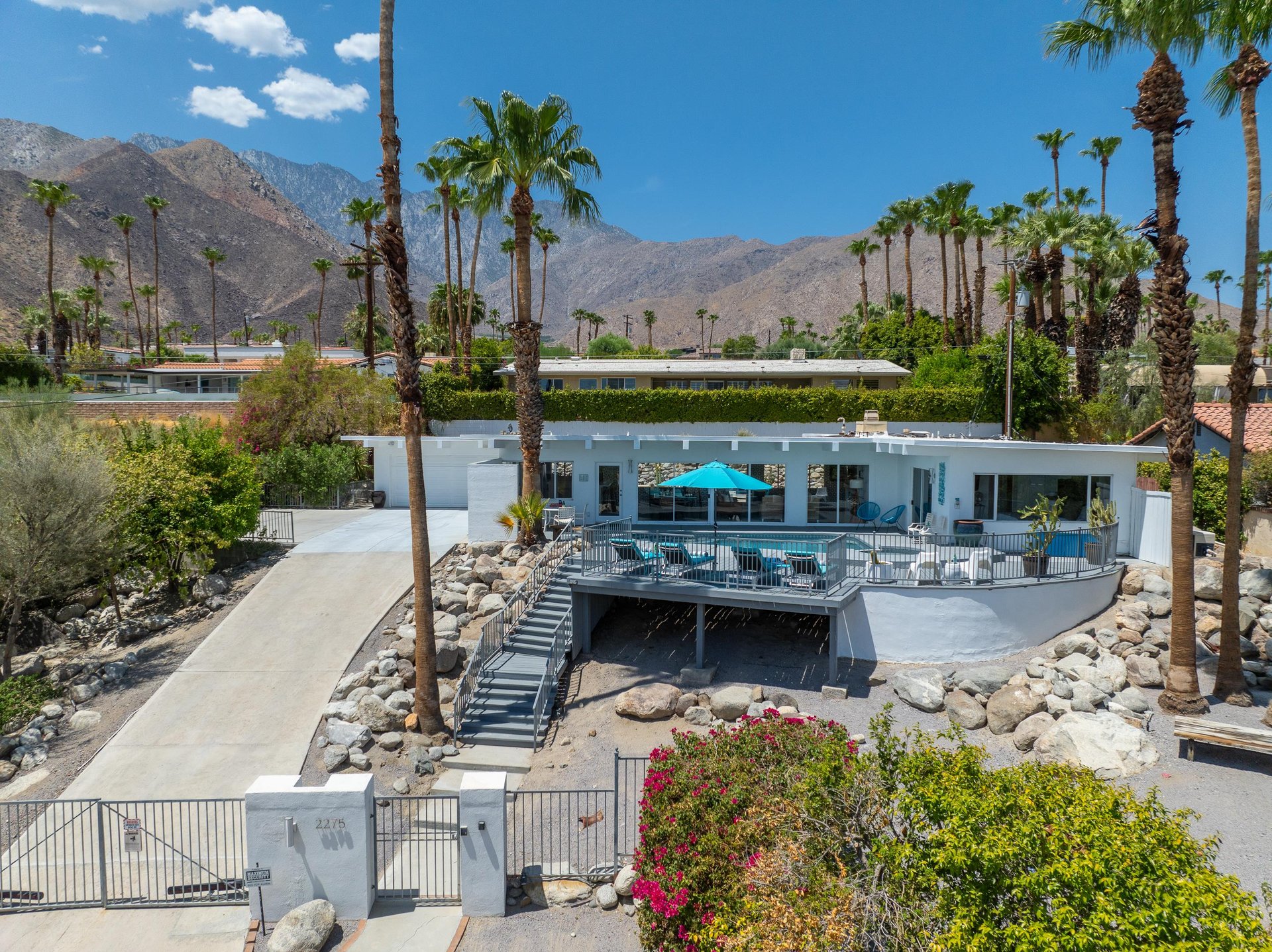 Palm trees and mountain views