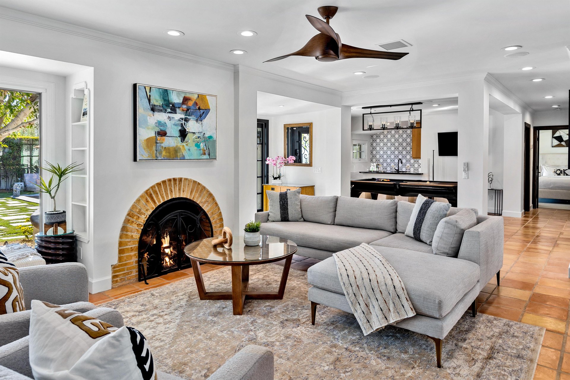 Relax around the fireplace