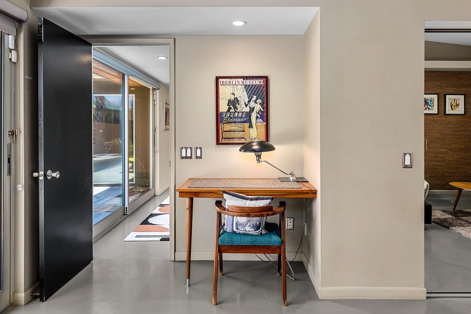 Functional study desk in guest bedroom