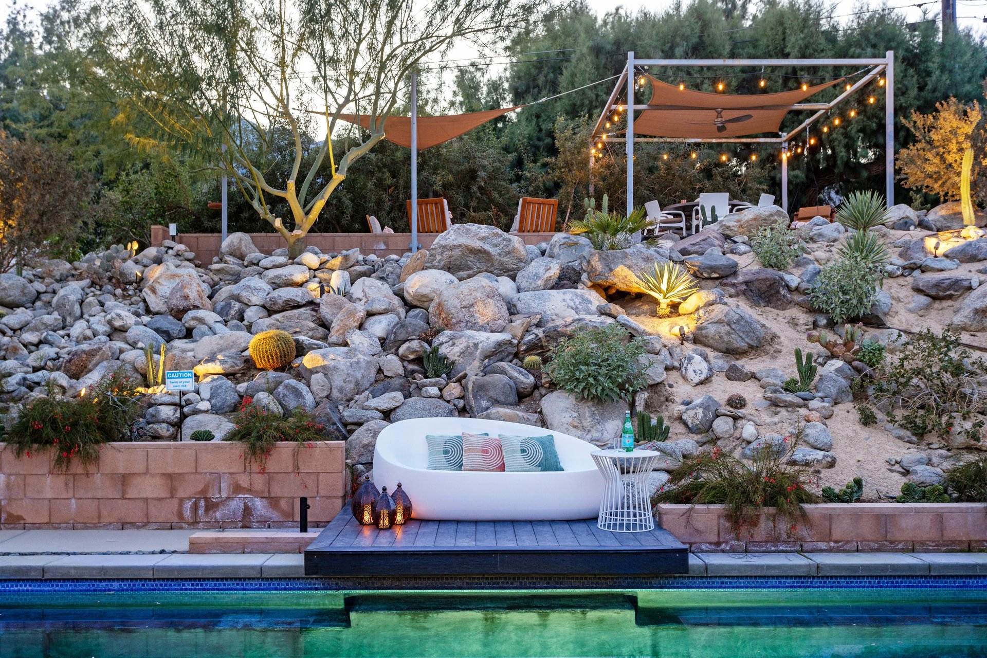 Unique poolside seating
