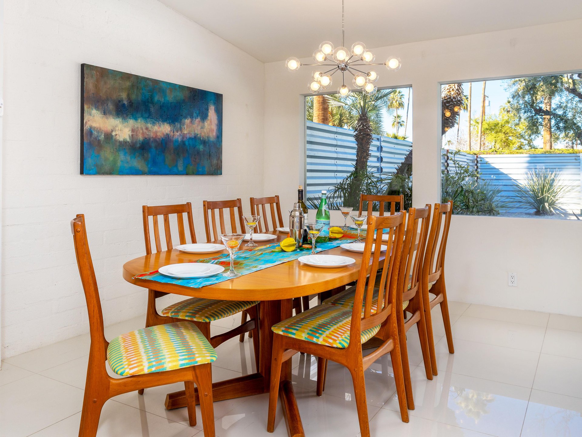 Stylish indoor dining for 8