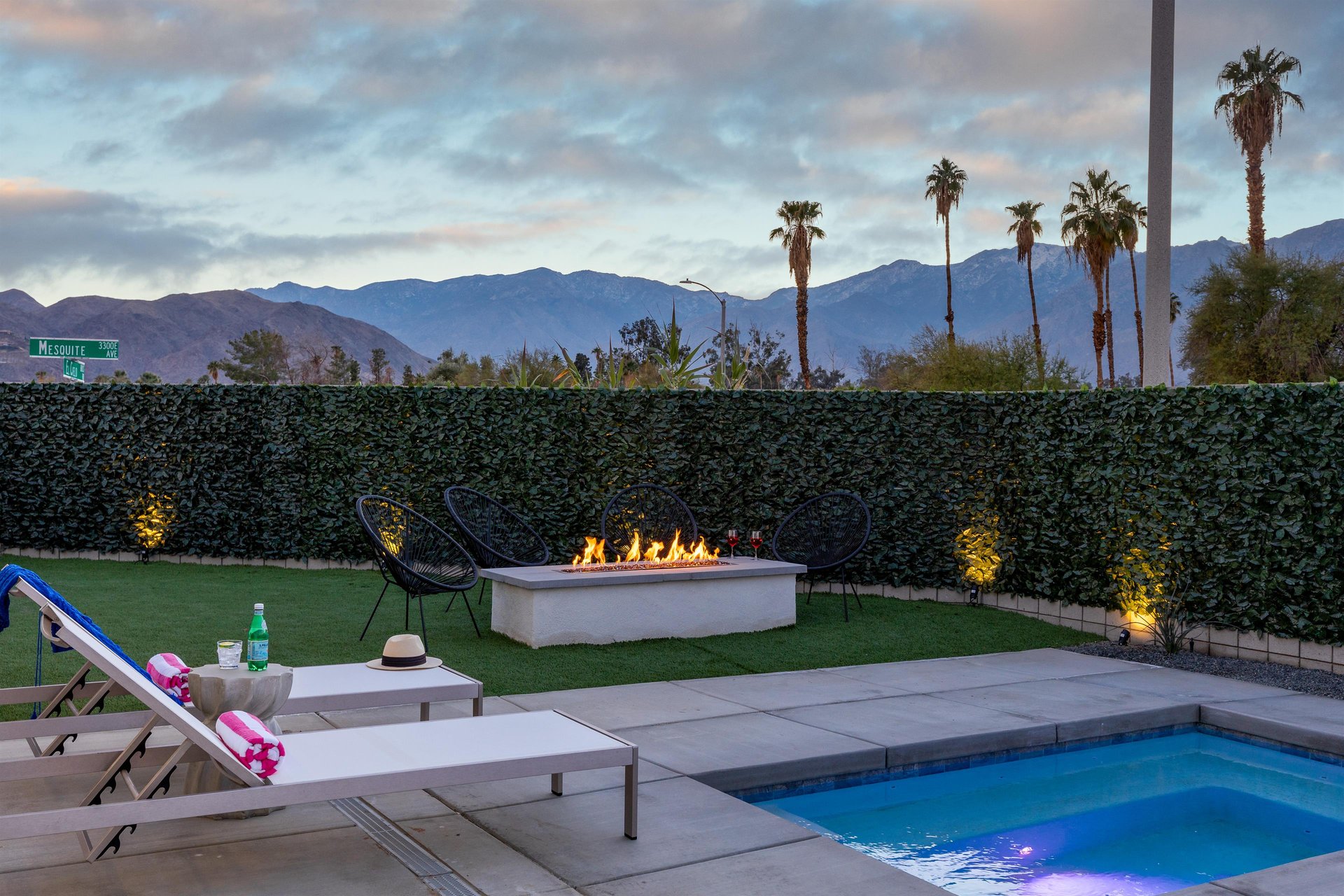 Relax by the fire feature