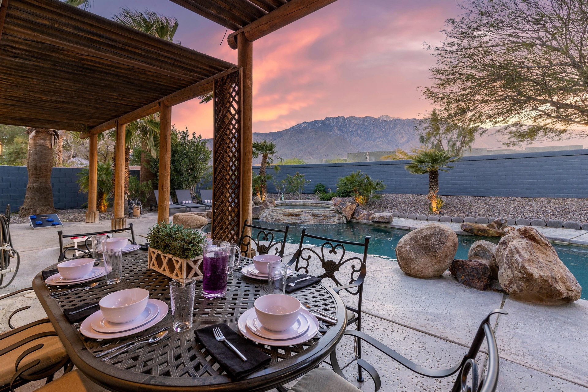 Dine al fresco under the setting sun