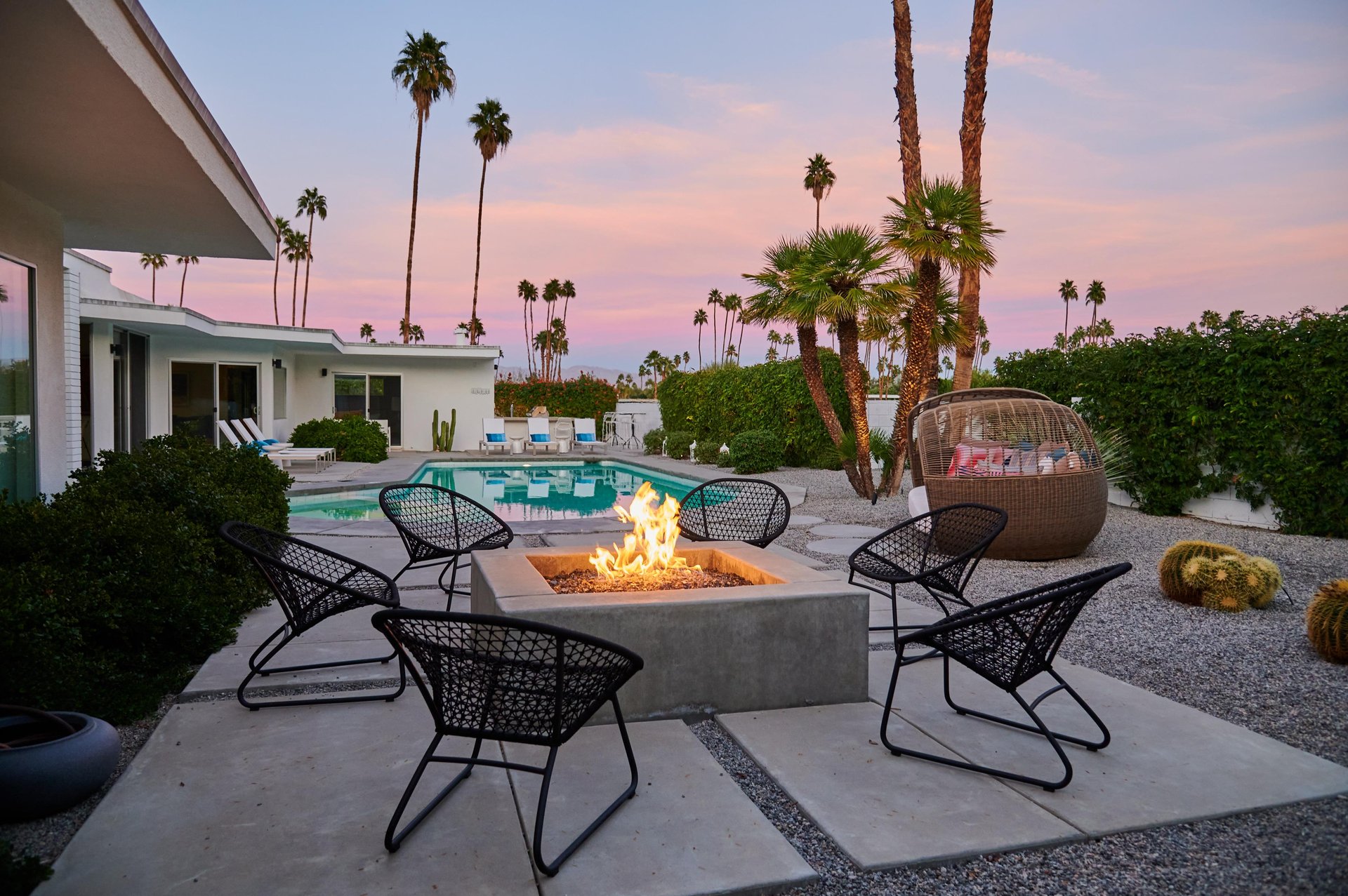 Poolside firepit lounge