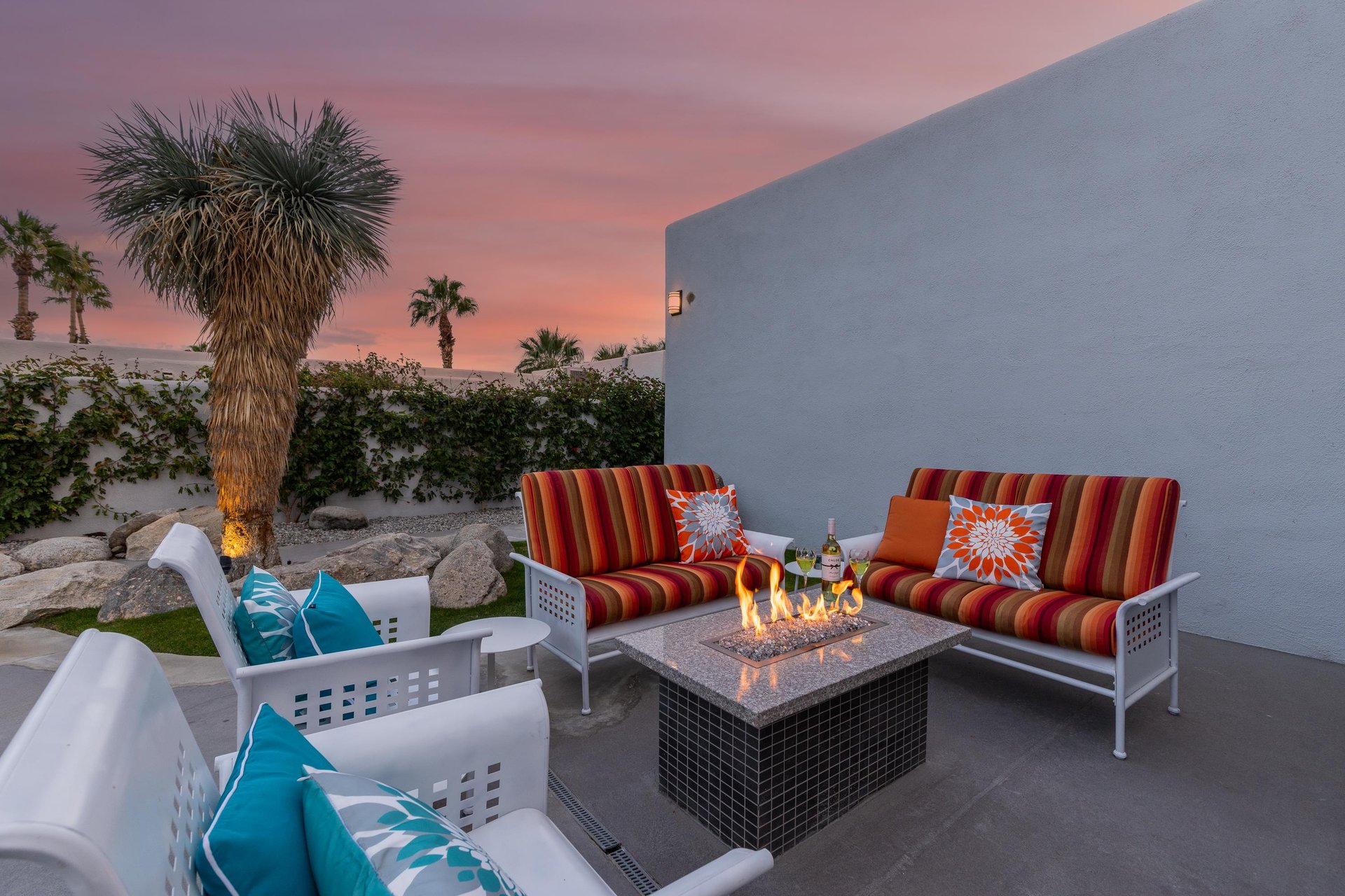 Sit around the firepit while watching the sunset