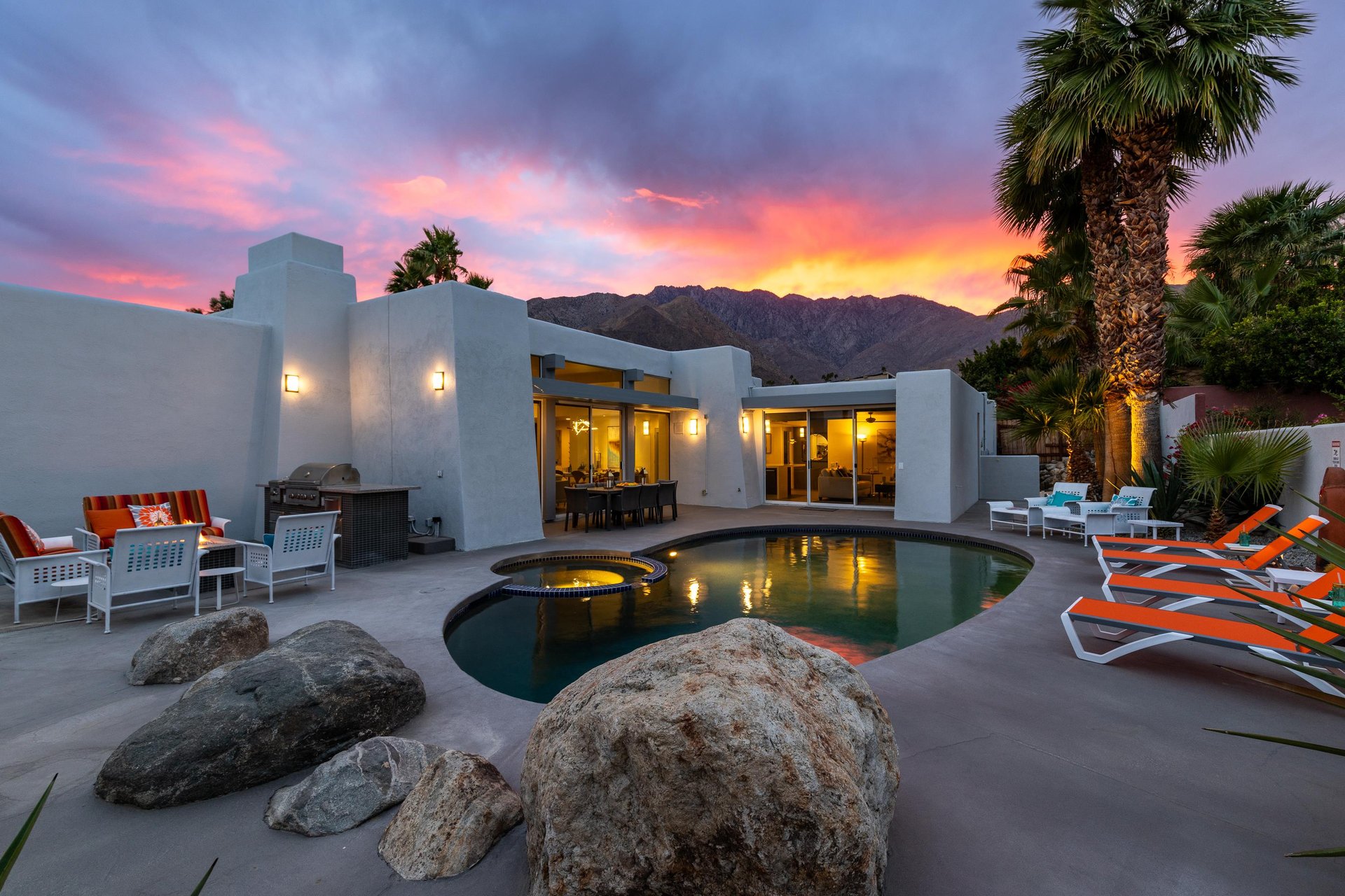 Take a dip in the pool at sunset