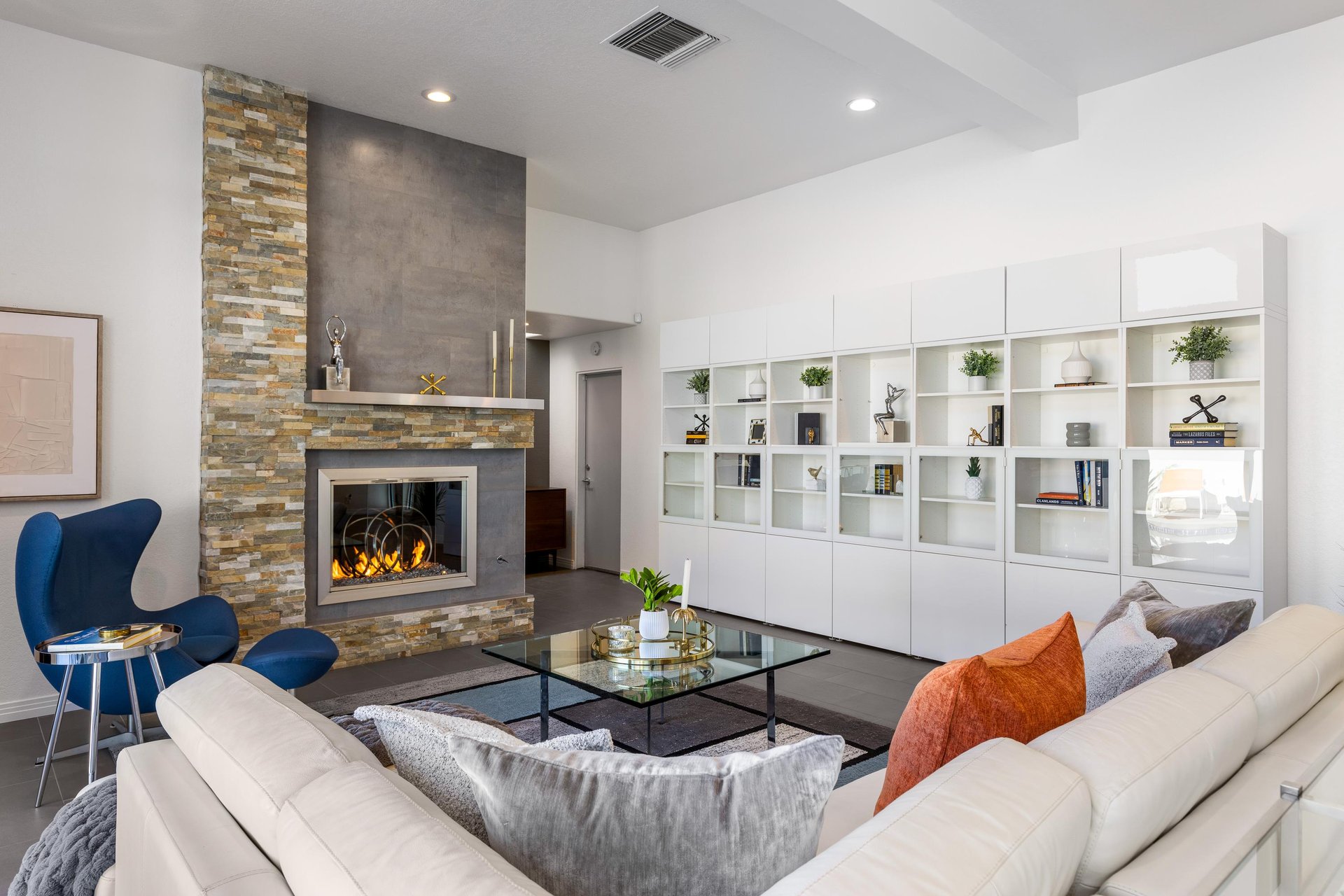 Gorgeous living room with fireplace