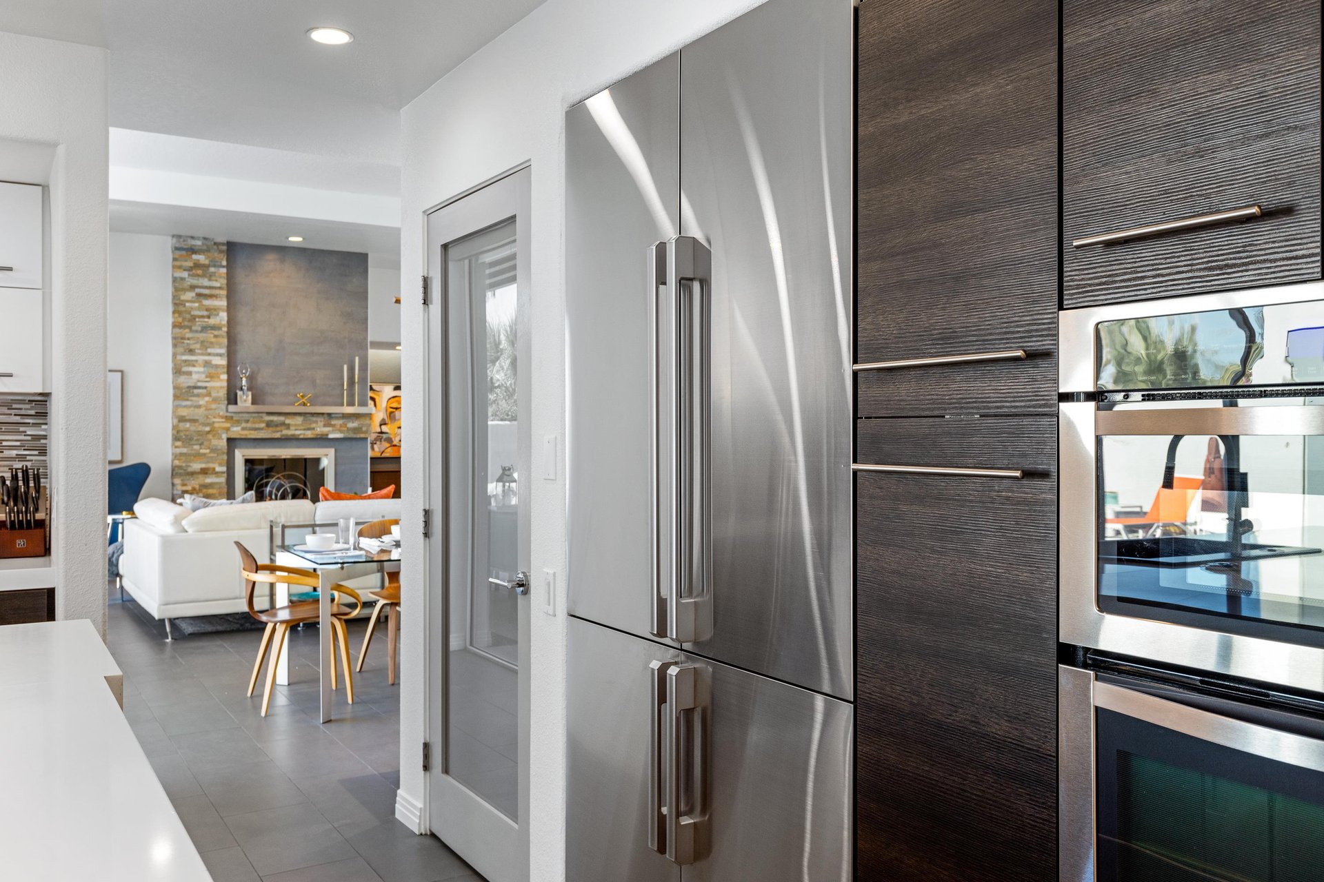 Stainless steel appliances in the luxury kitchen