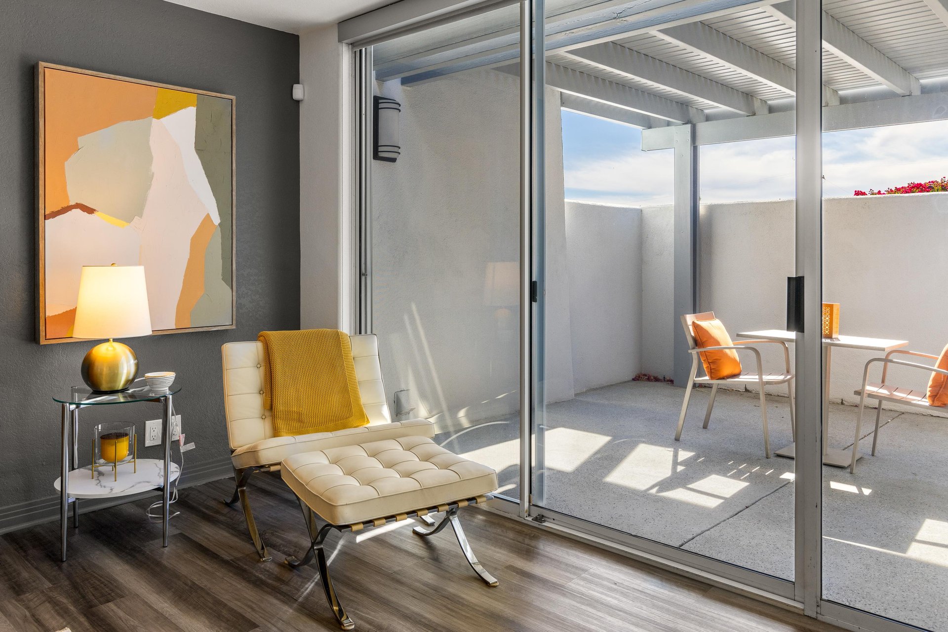 Primary bedroom seating are with private outdoor space