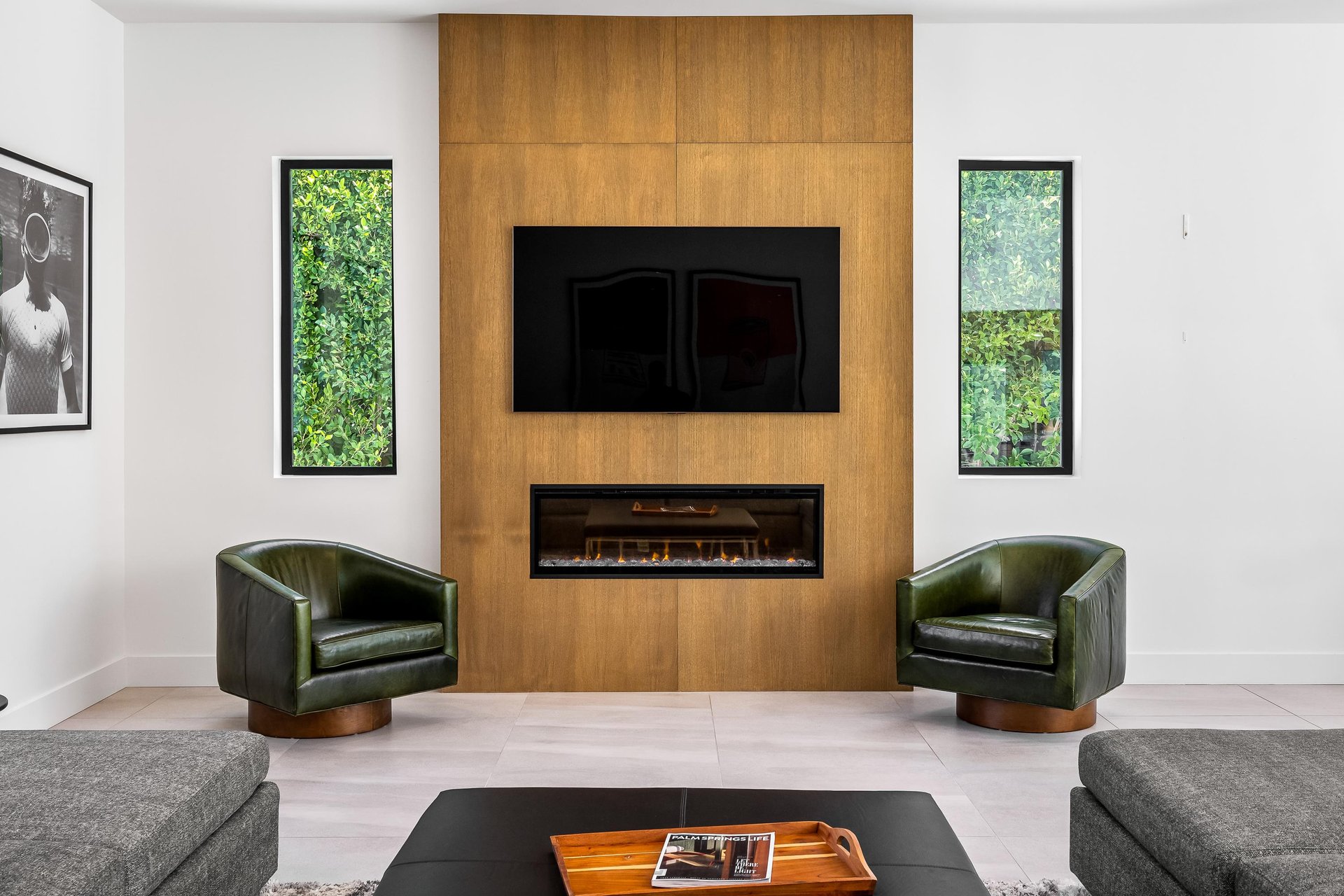 Luxurious living room fireplace