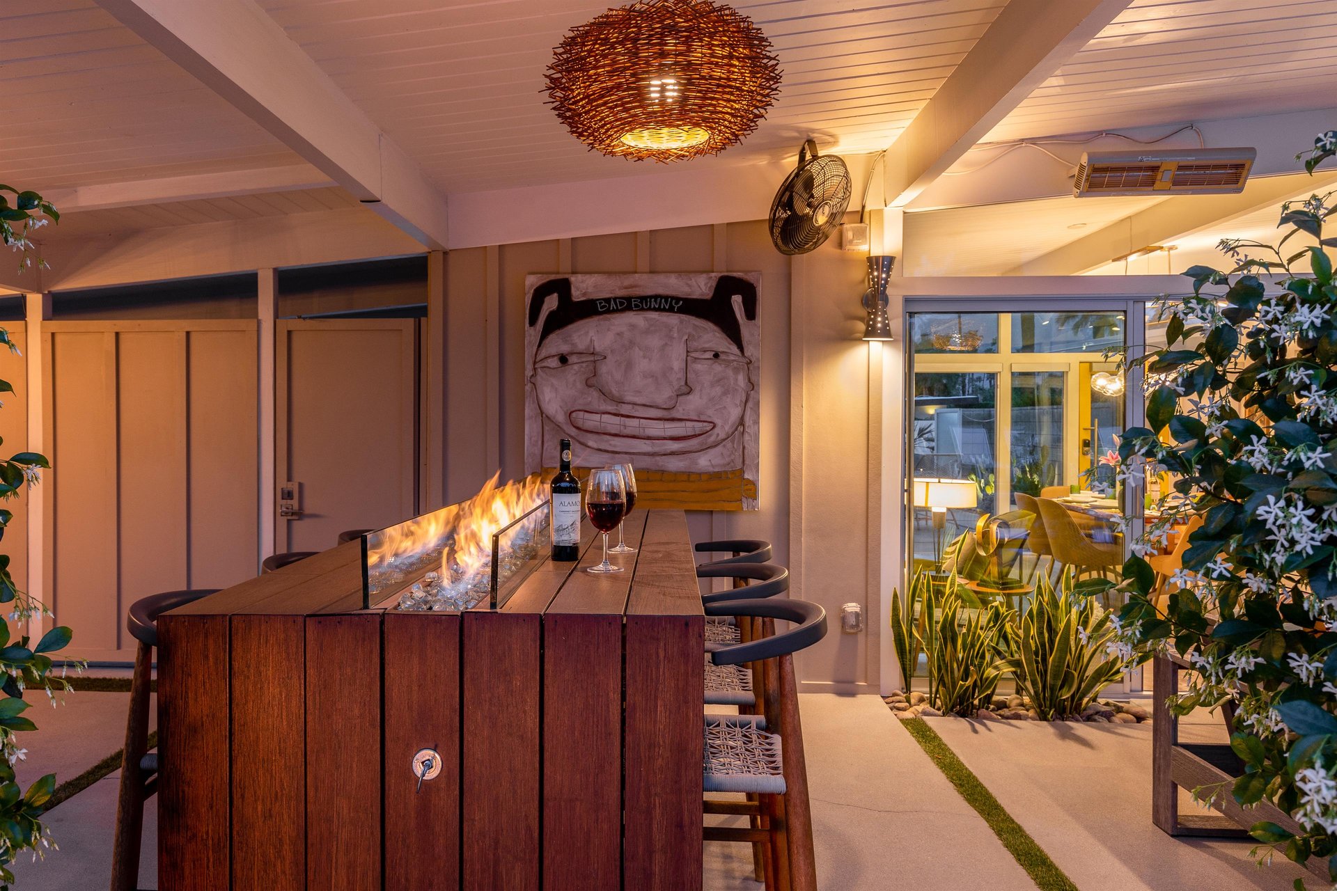 Al fresco dining complete with a tableside fire feature