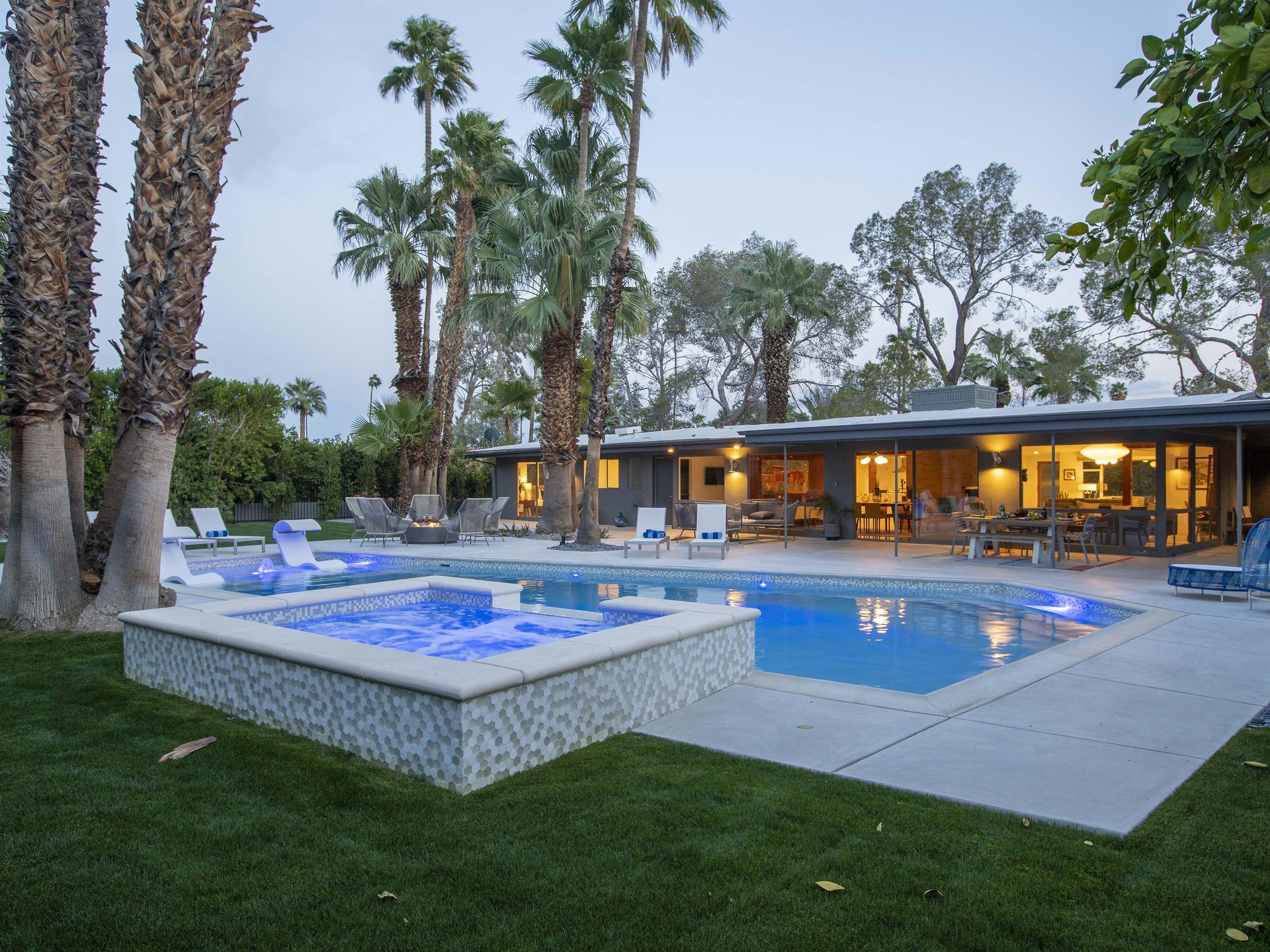 Integrated waterfall spa