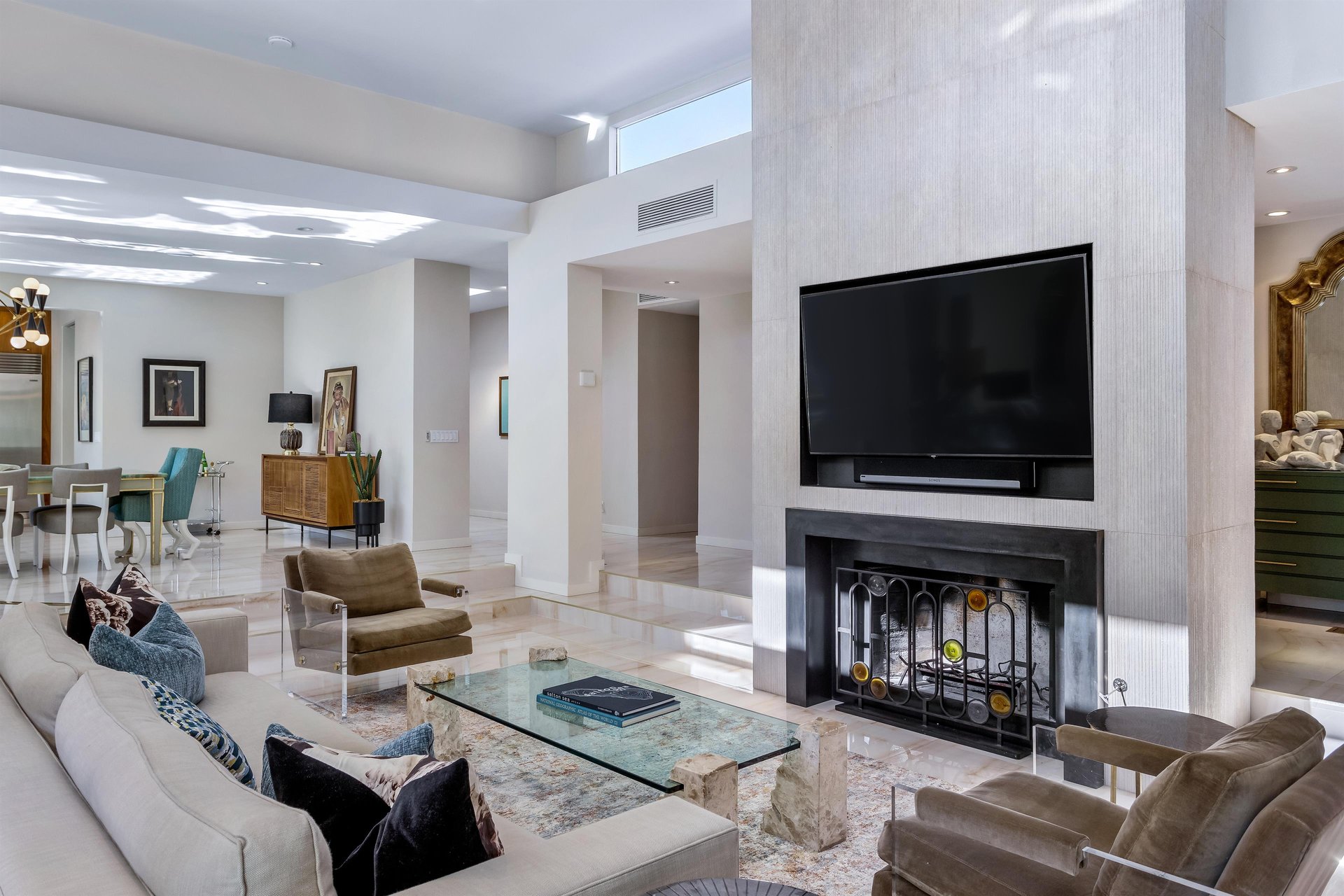 Curl up by the indoor fireplace