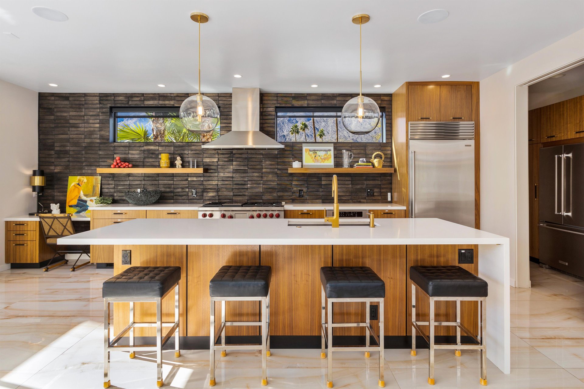 Beautiful center island with quartz countertops