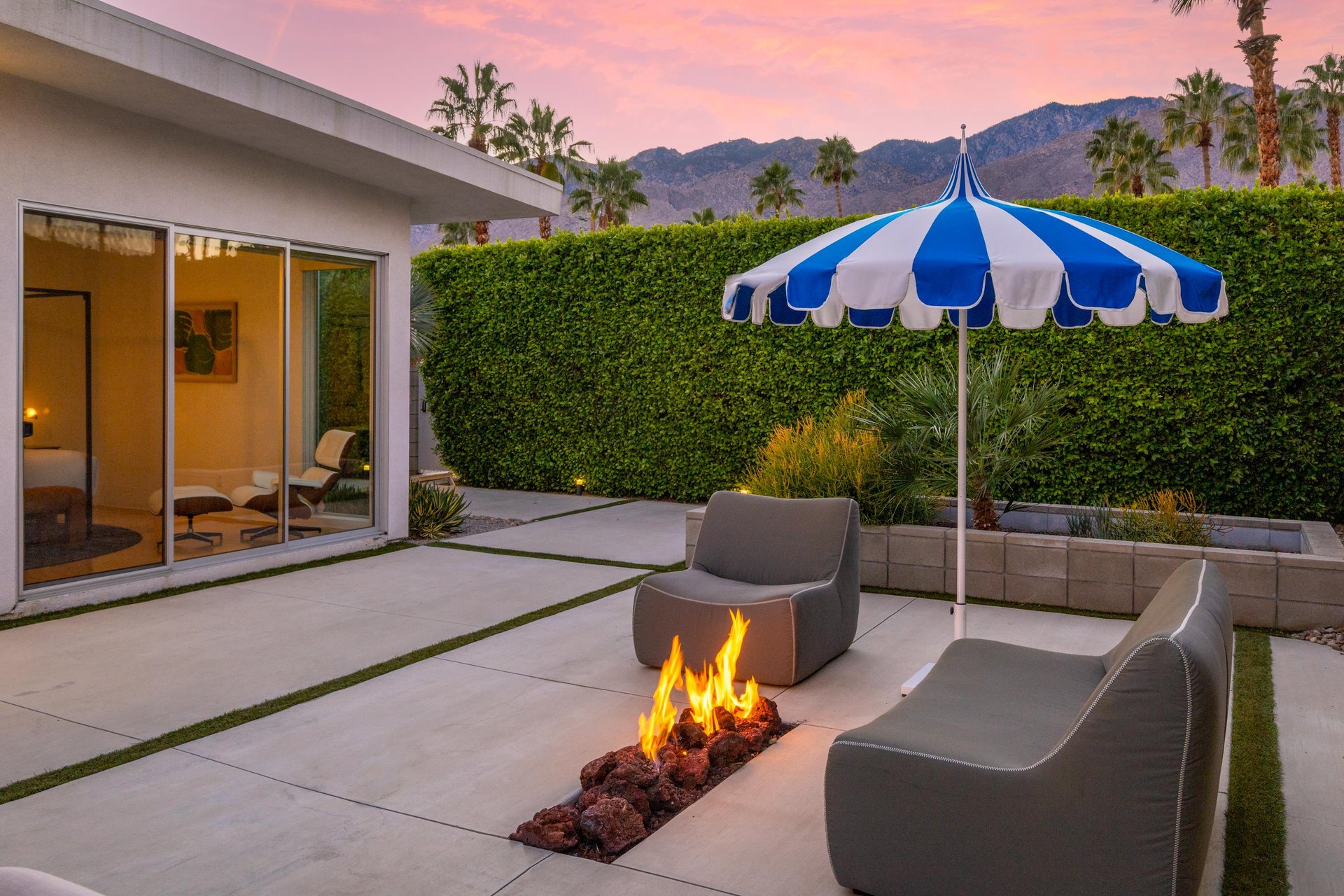 Gather around the firepit with a glass of wine