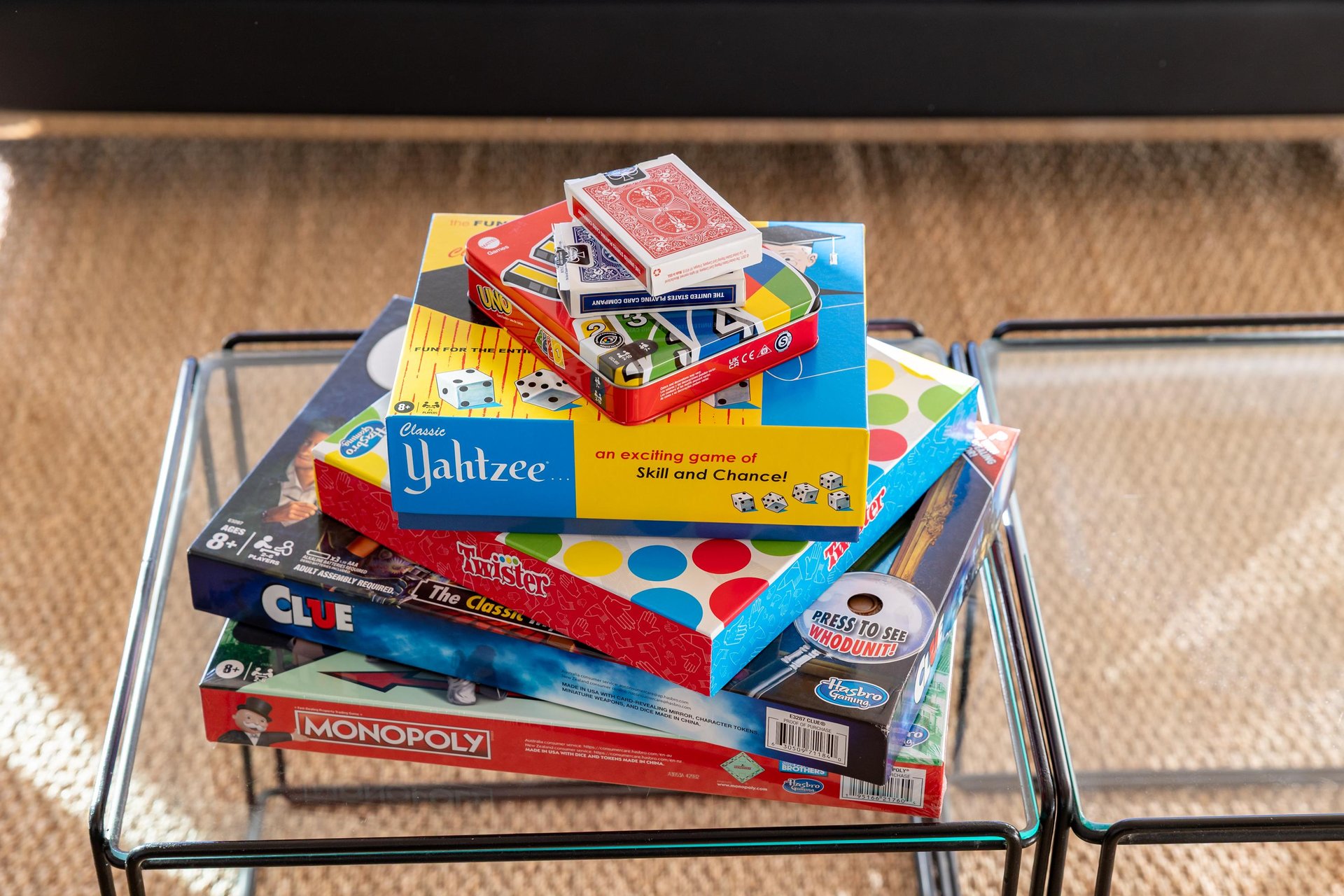 Challenge friends to classic board games during your stay—Monopoly, Clue, Yahtzee and cards await for memorable evenings together.