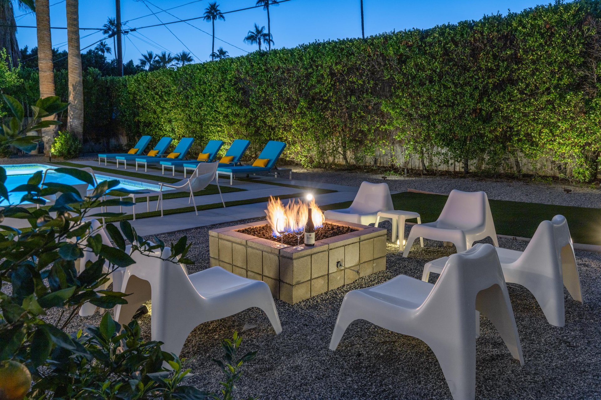 Gather around your private fire pit as evening sets in, perfect for starlit conversations and cozy moments by the pool.