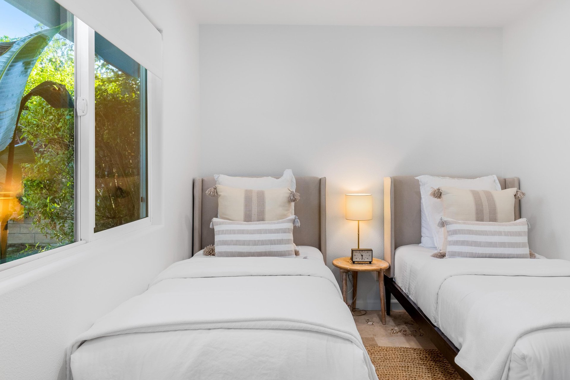 Peaceful twin bedroom