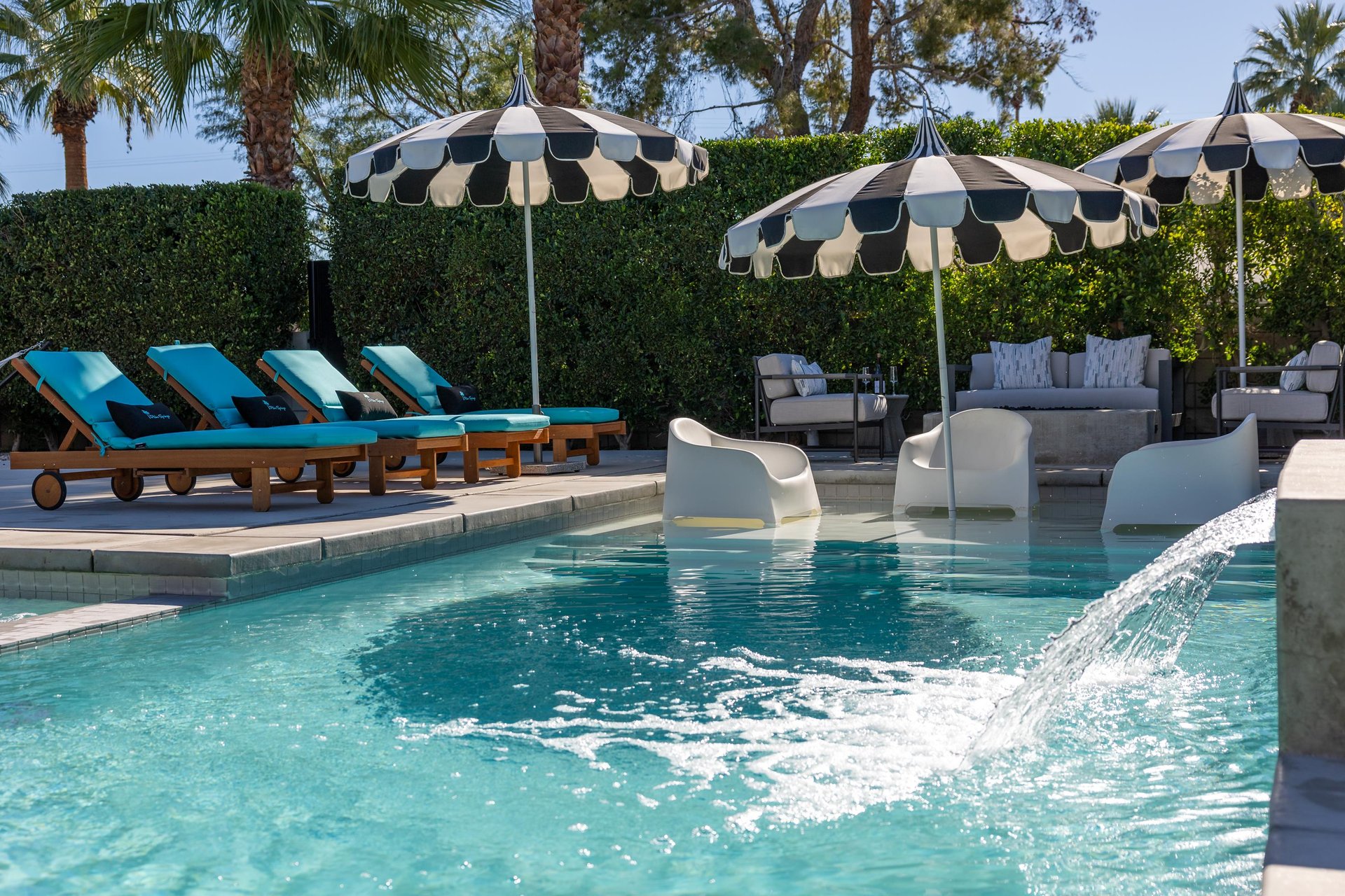 Stylish loungers and chic umbrellas