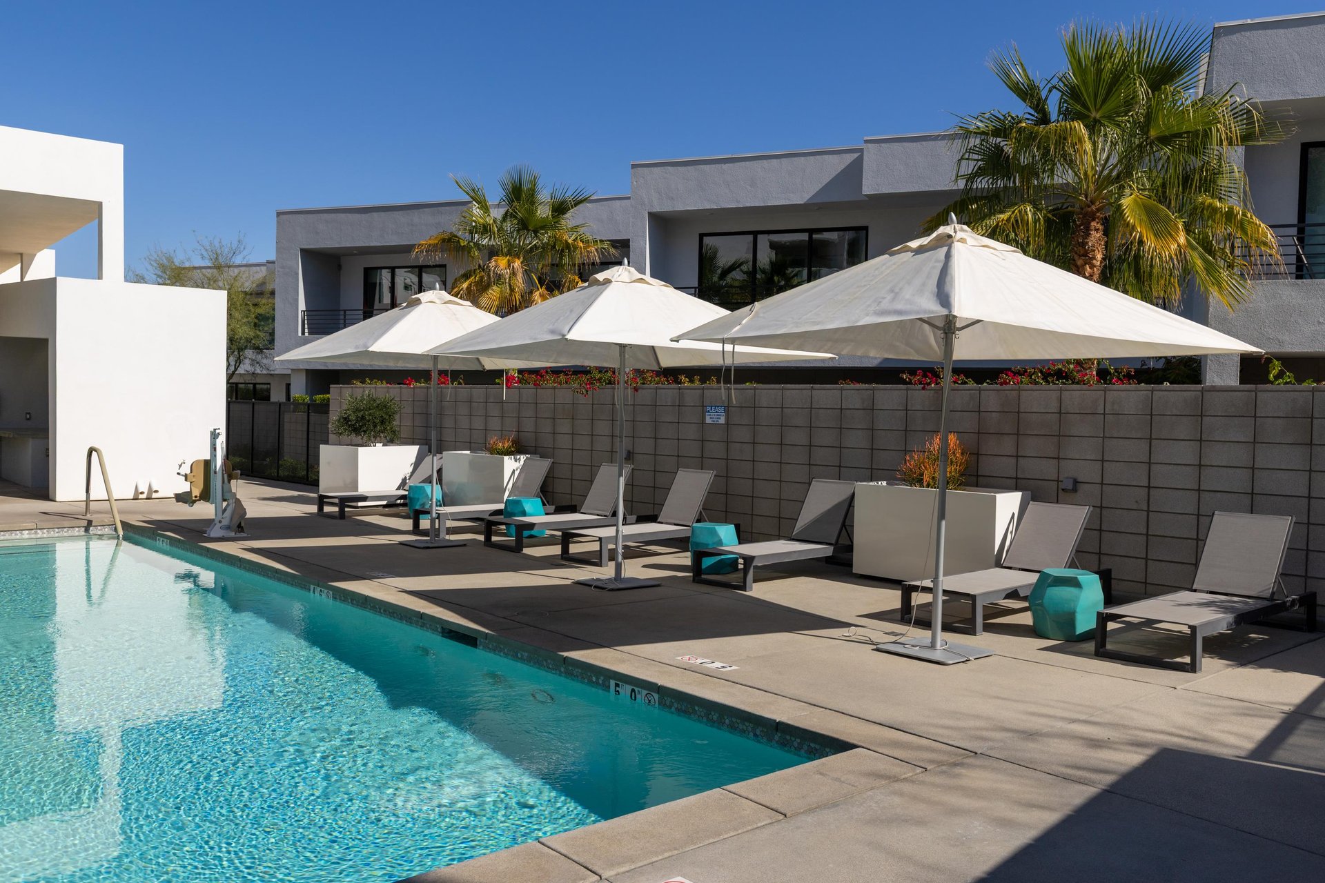 Modern resortstyle pool deck
