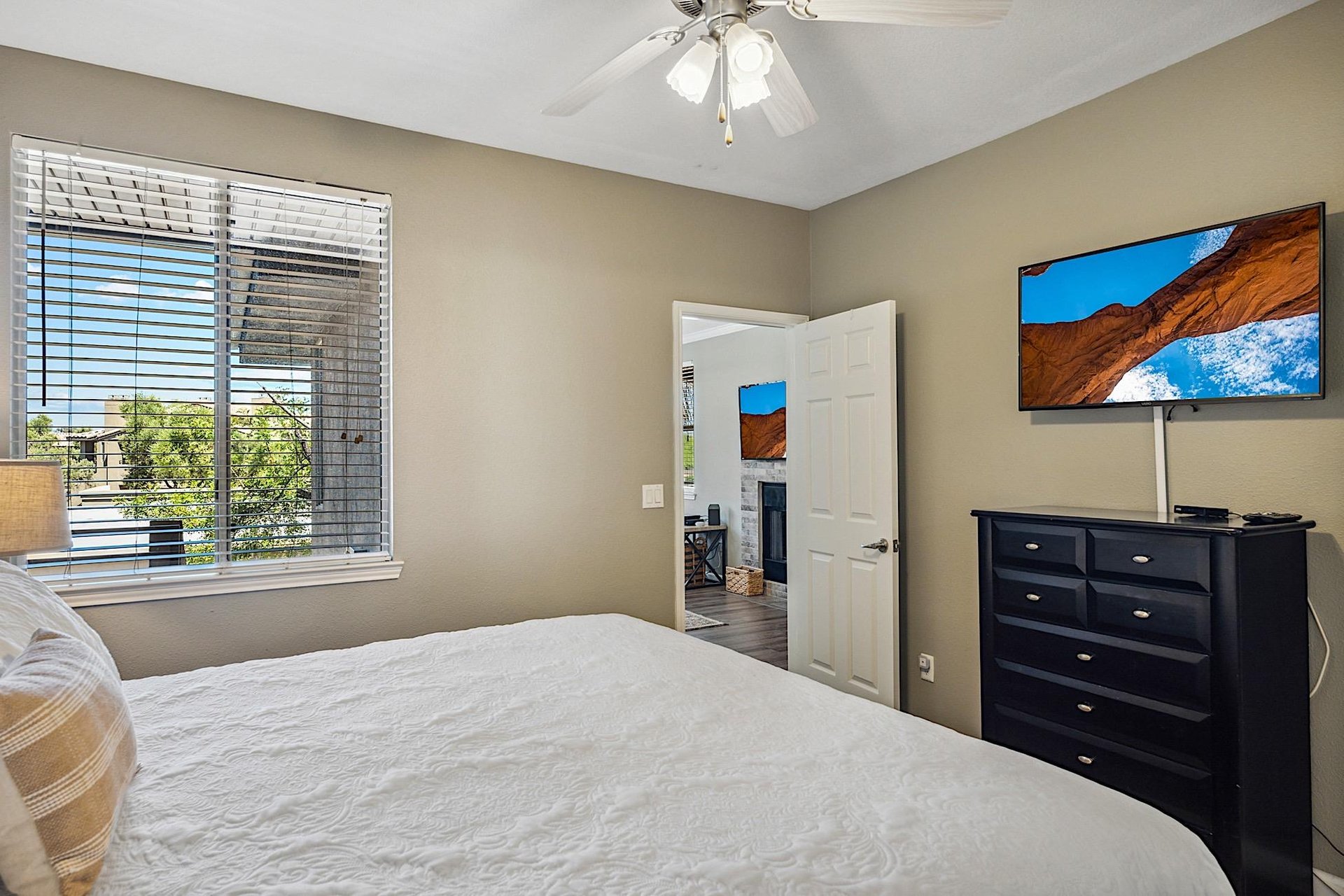 Master bedroom  43 Smart TV  dresser chest  Walkin closet