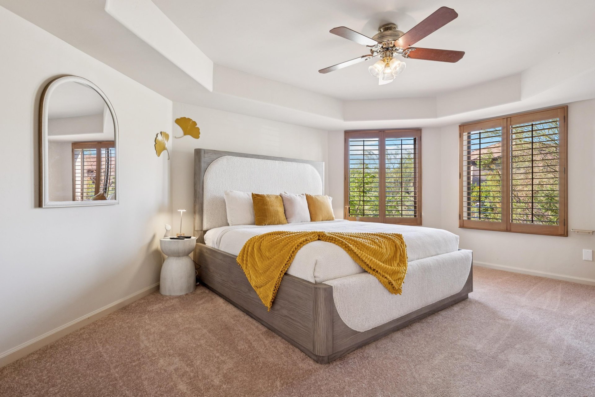 Downstairs guest bedroom with king side bed.