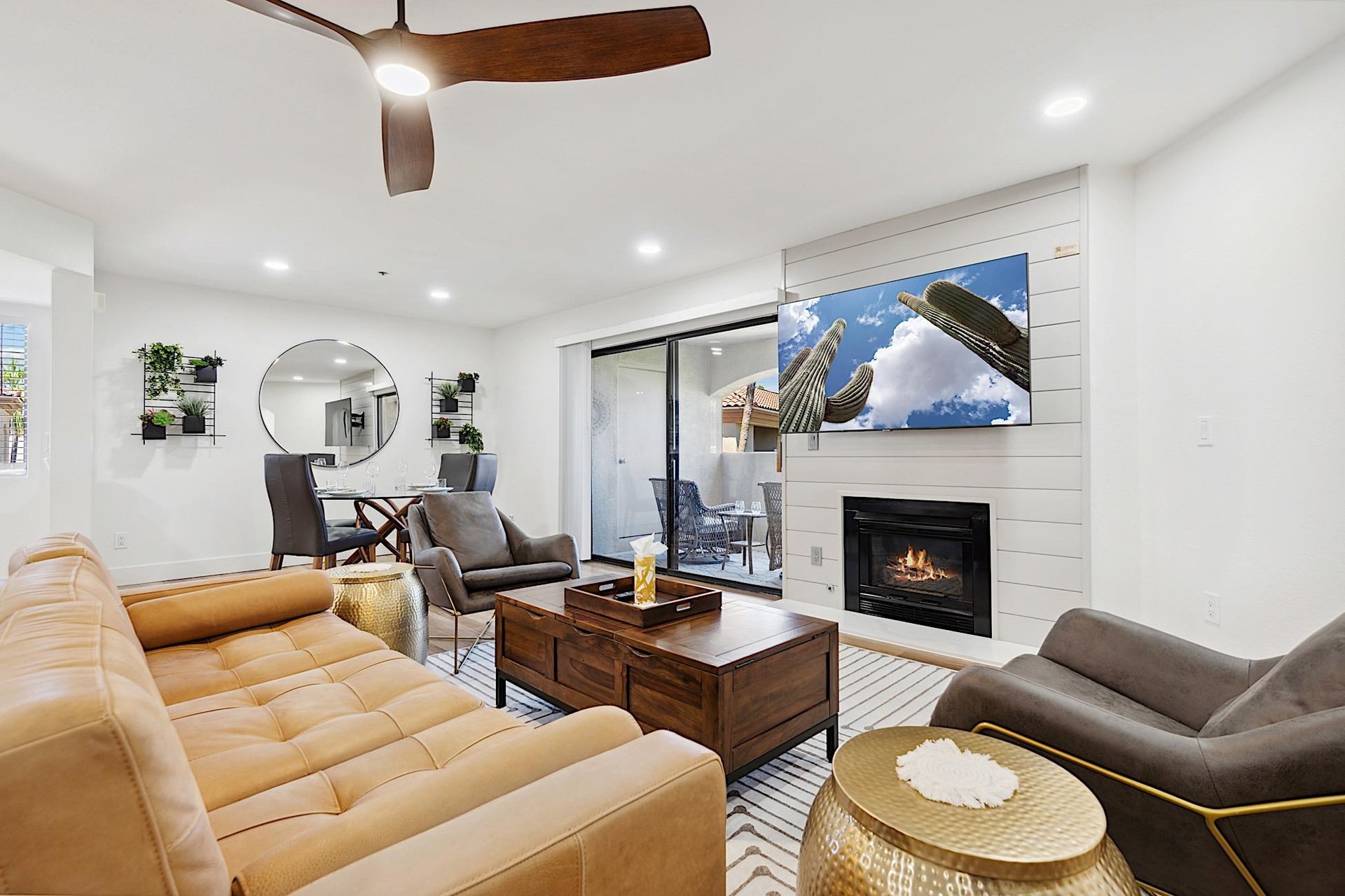 Gas burning fireplace