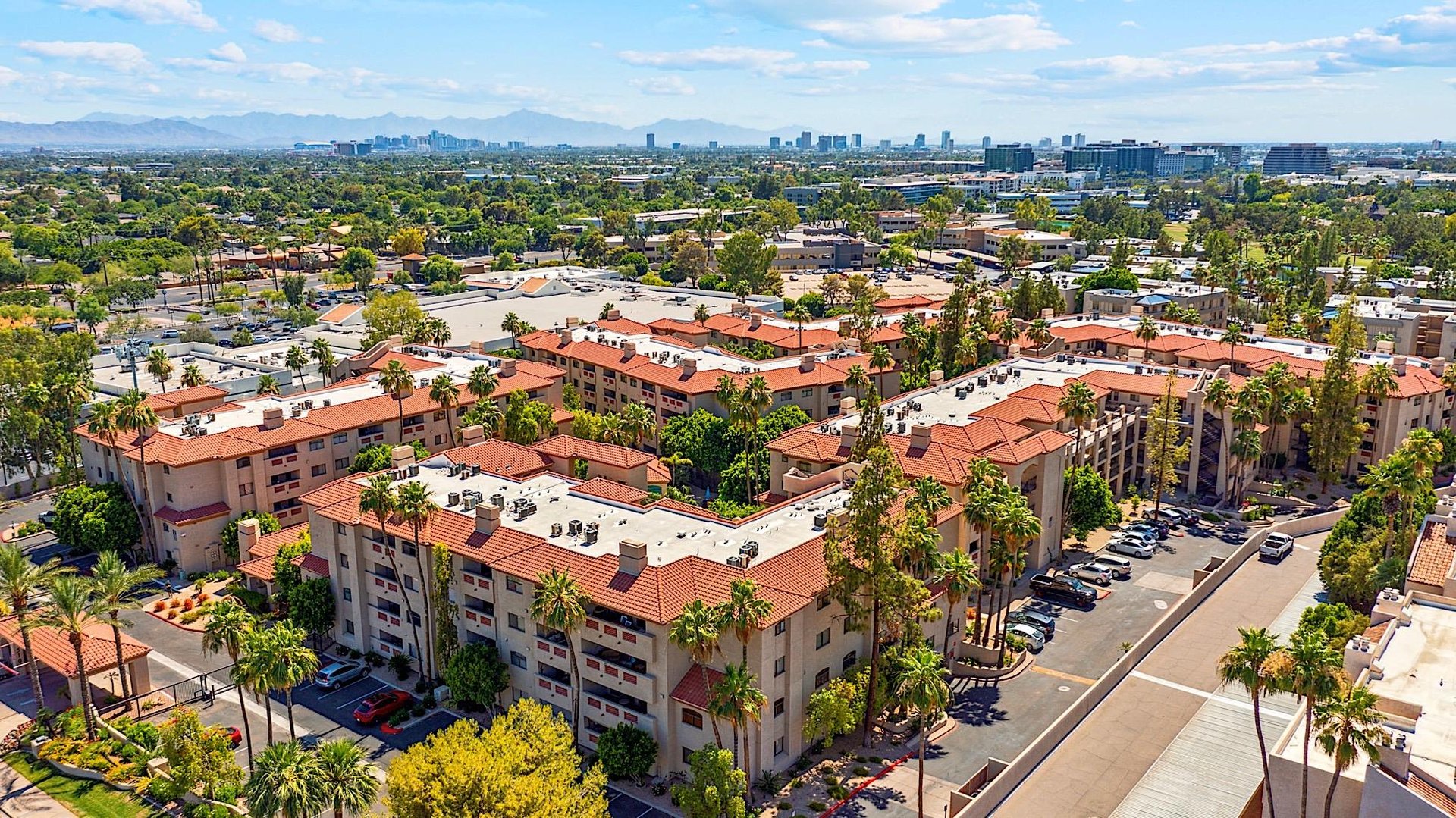 Aerial view of the community looking towards Downtown Phoenix