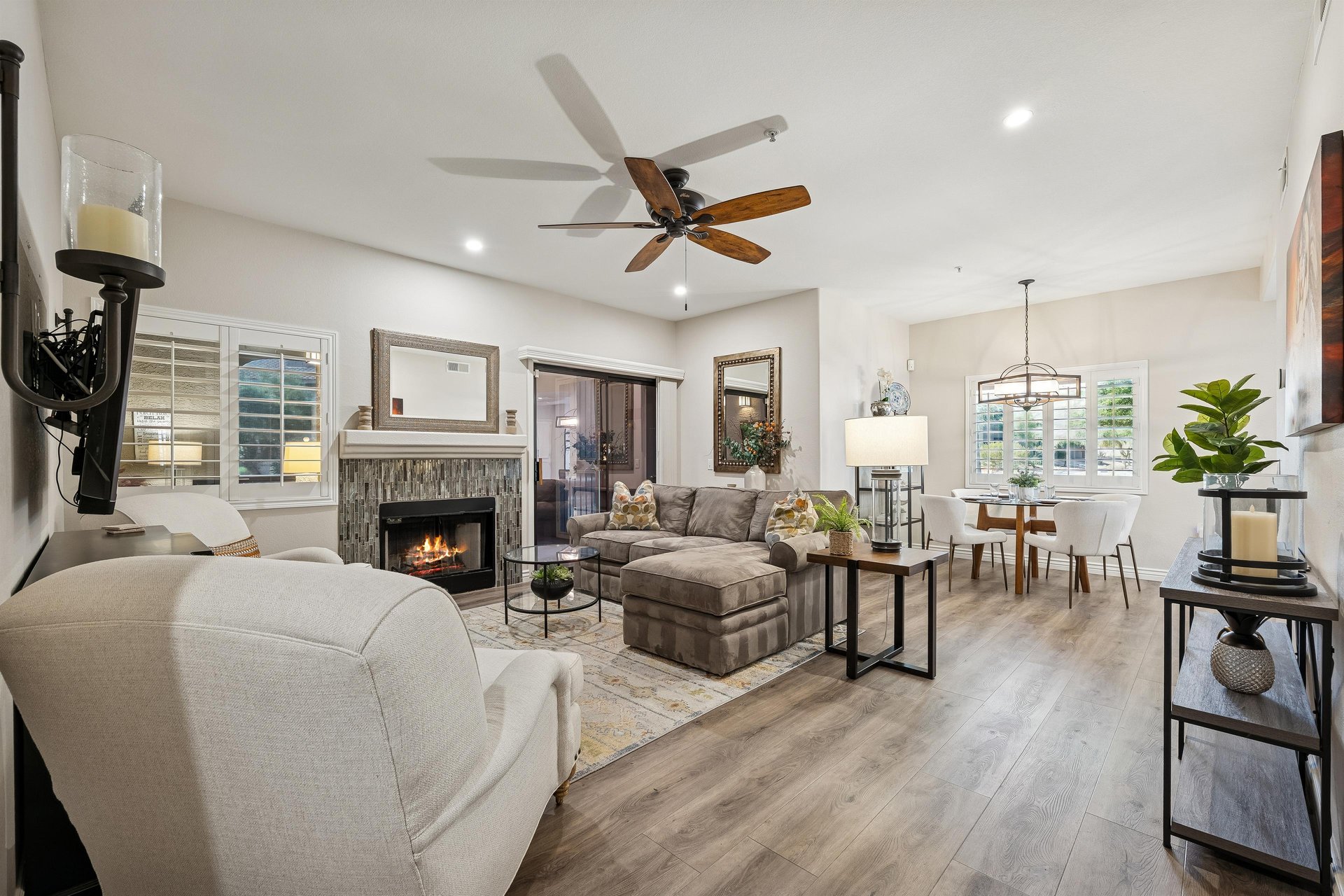 Spacious living room with with open floor plan.