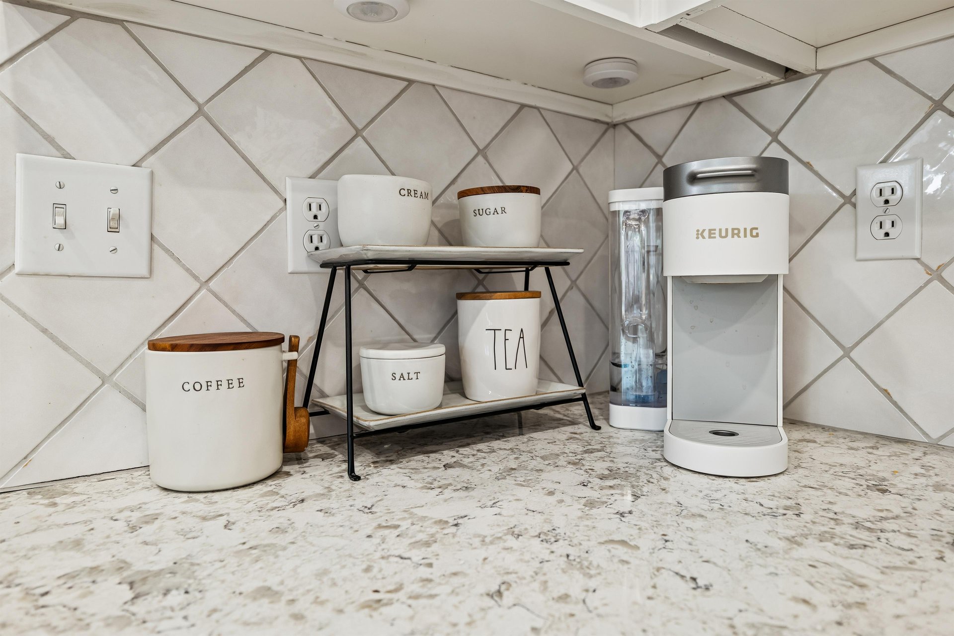 Enjoy a cup of coffee with our Keurig coffee maker.