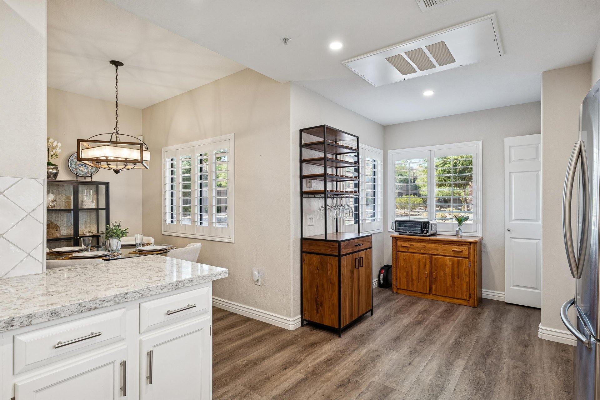 Spacious kitchen flooring.