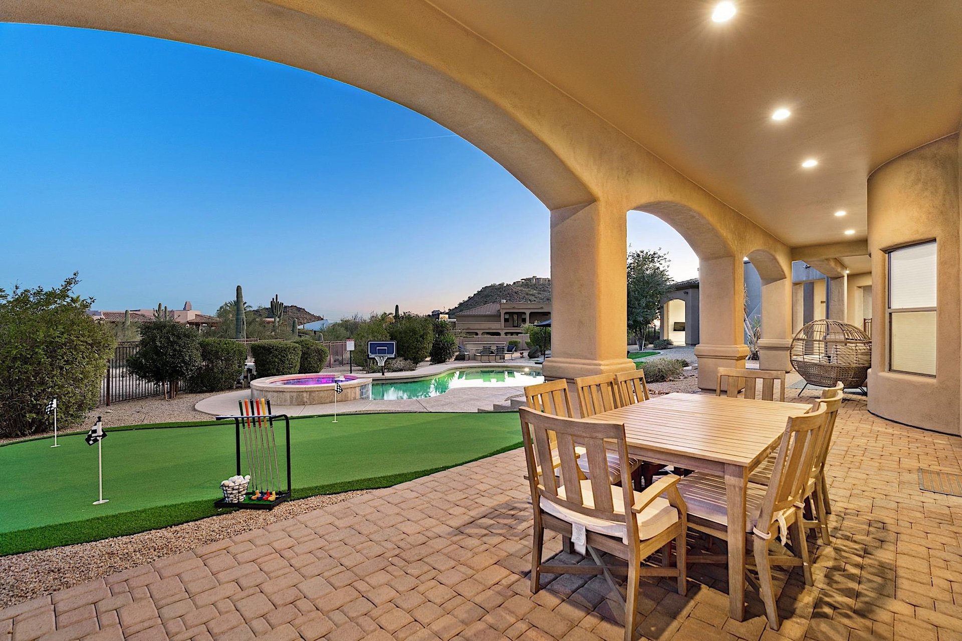 Downstairs patio dining table