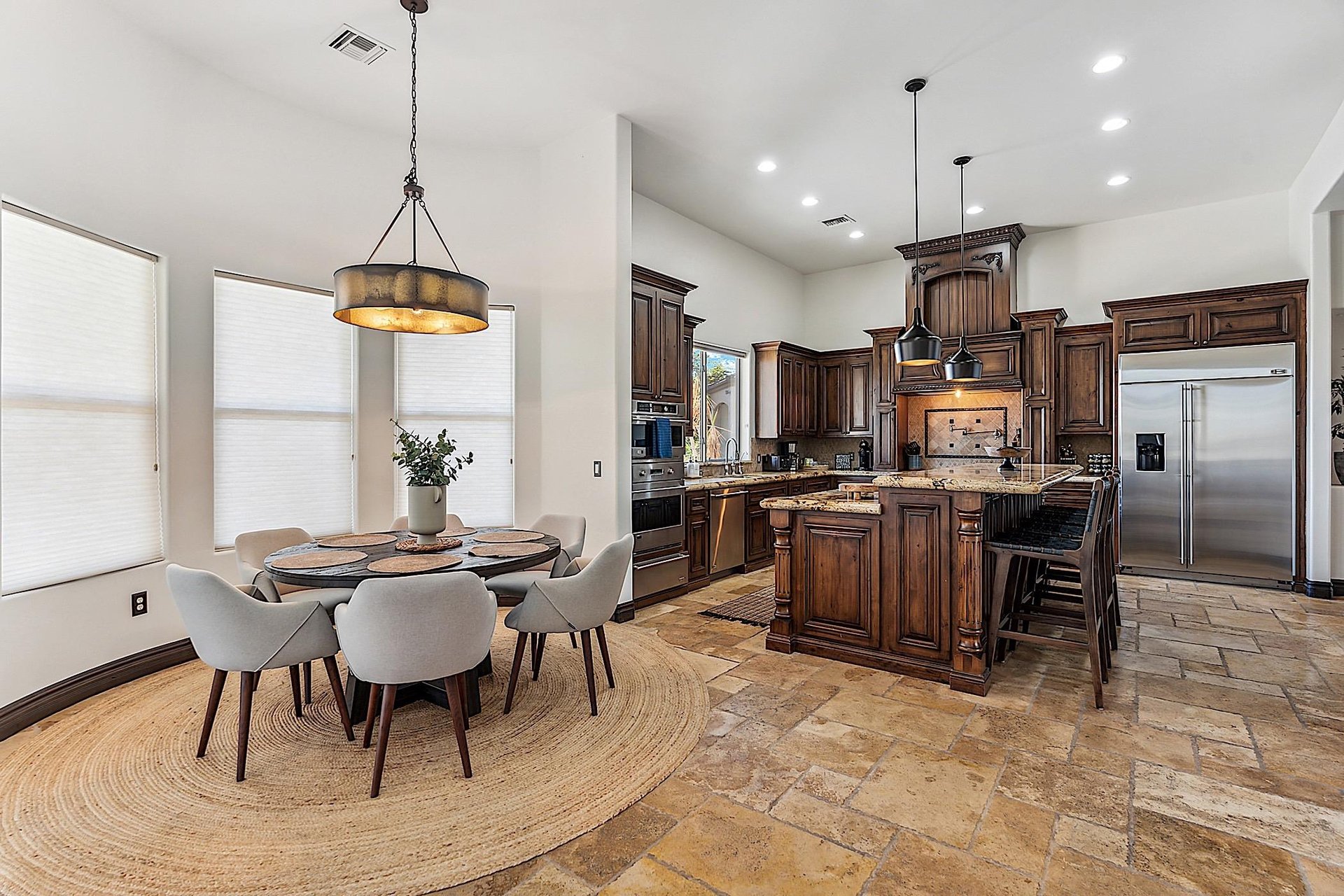Breakfast table looking into kitchen
