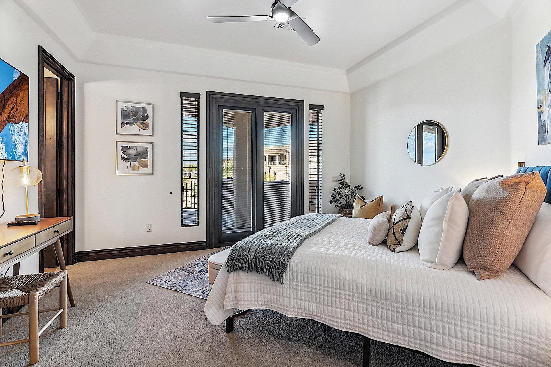 Fourth Bedroom  Queensized bed. Access to West facing patio