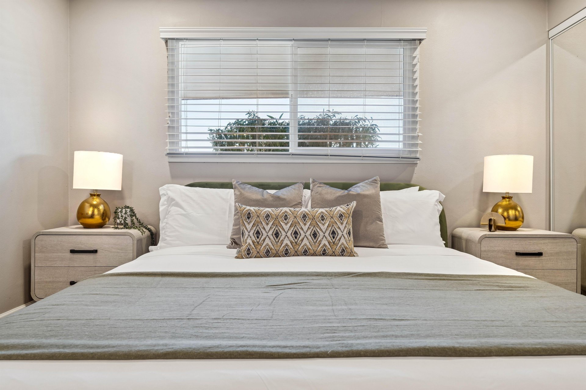 Primary bedroom with king size bed.