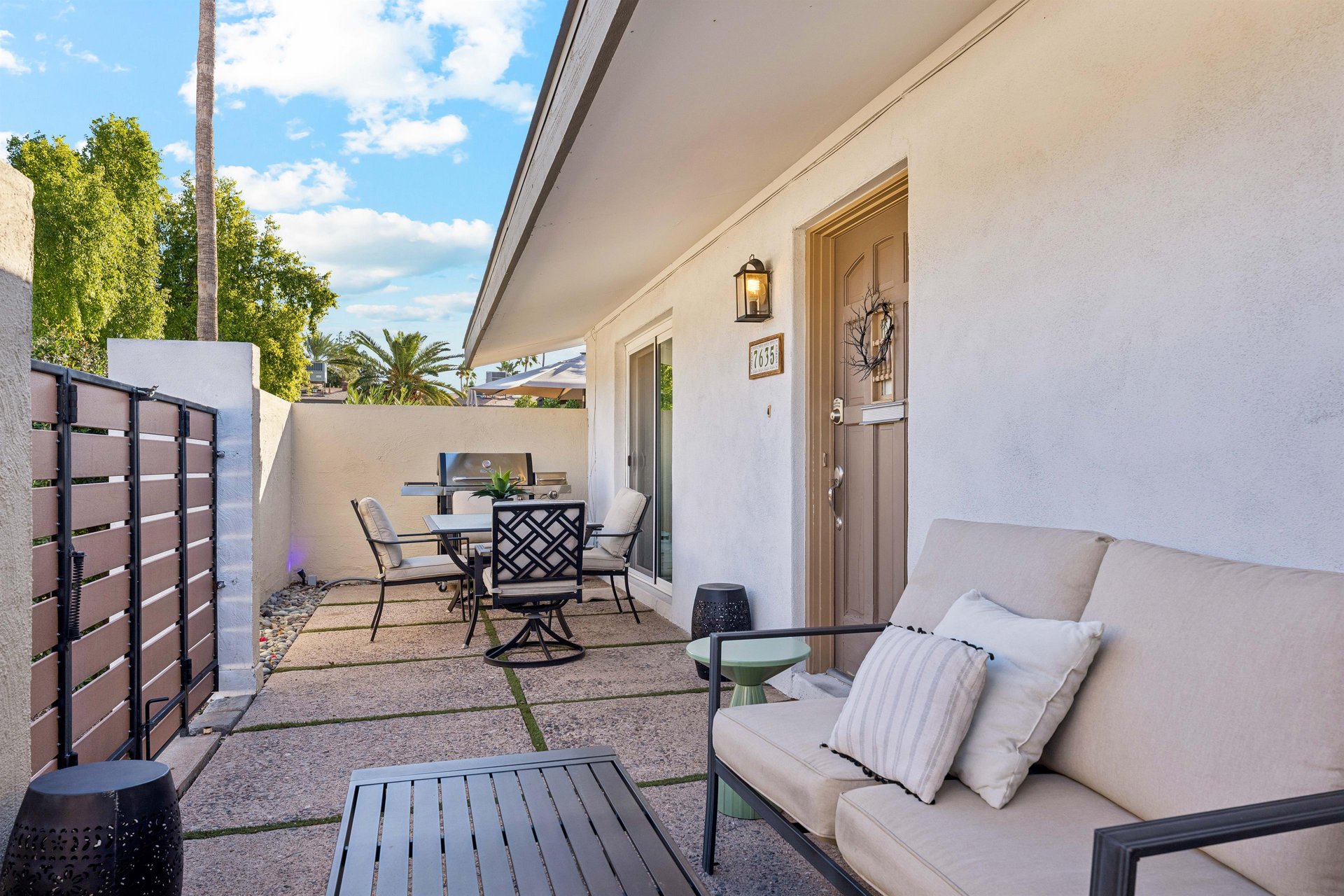 Private front patio to relax during our cool mornings.