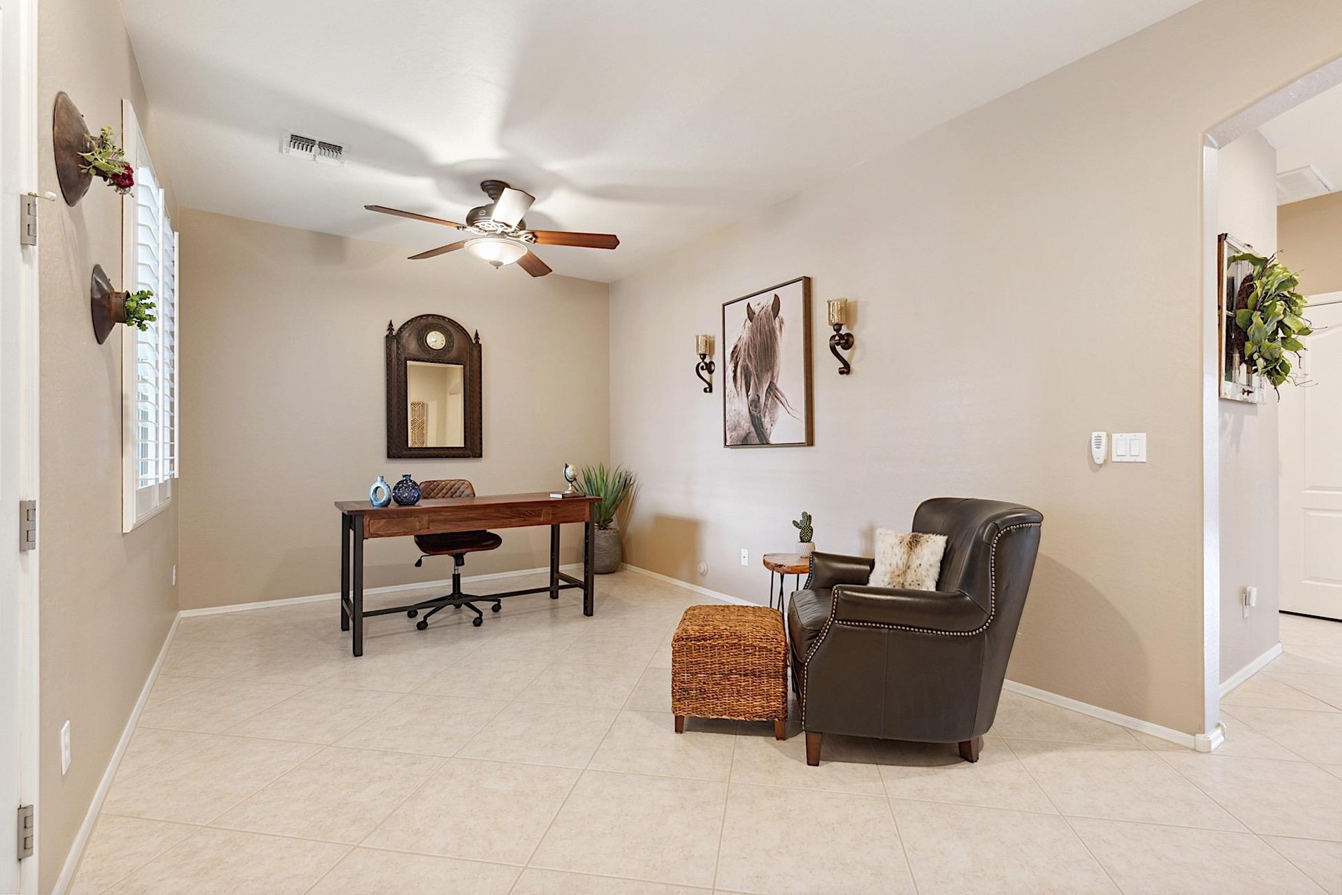 Desk workspace by entry way