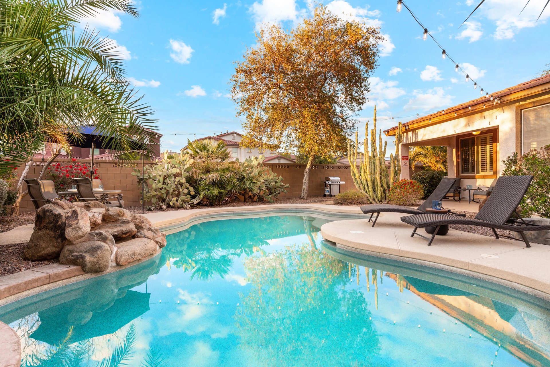 Sparkling pool  sun loungers