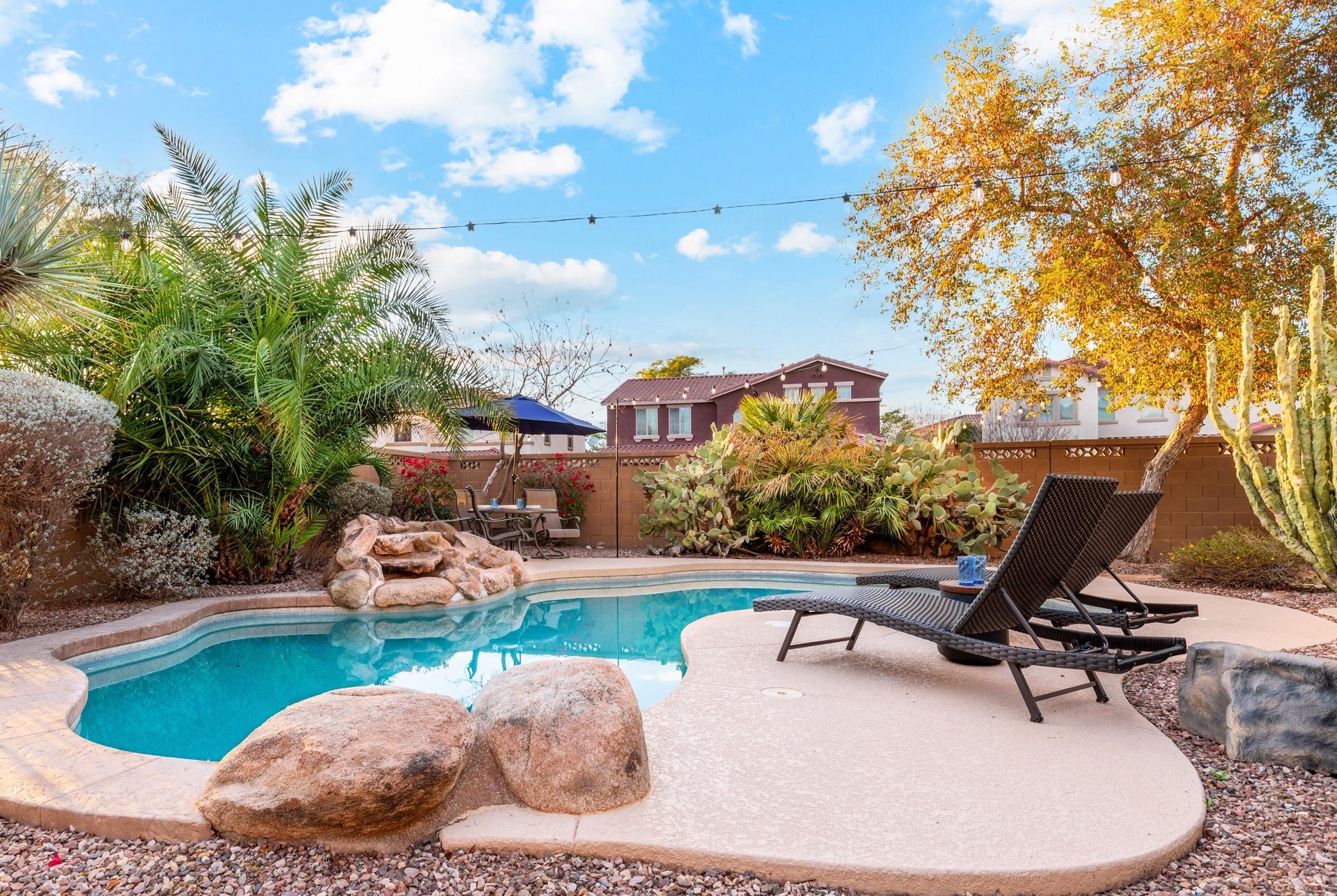 Sparkling pool  sun loungers